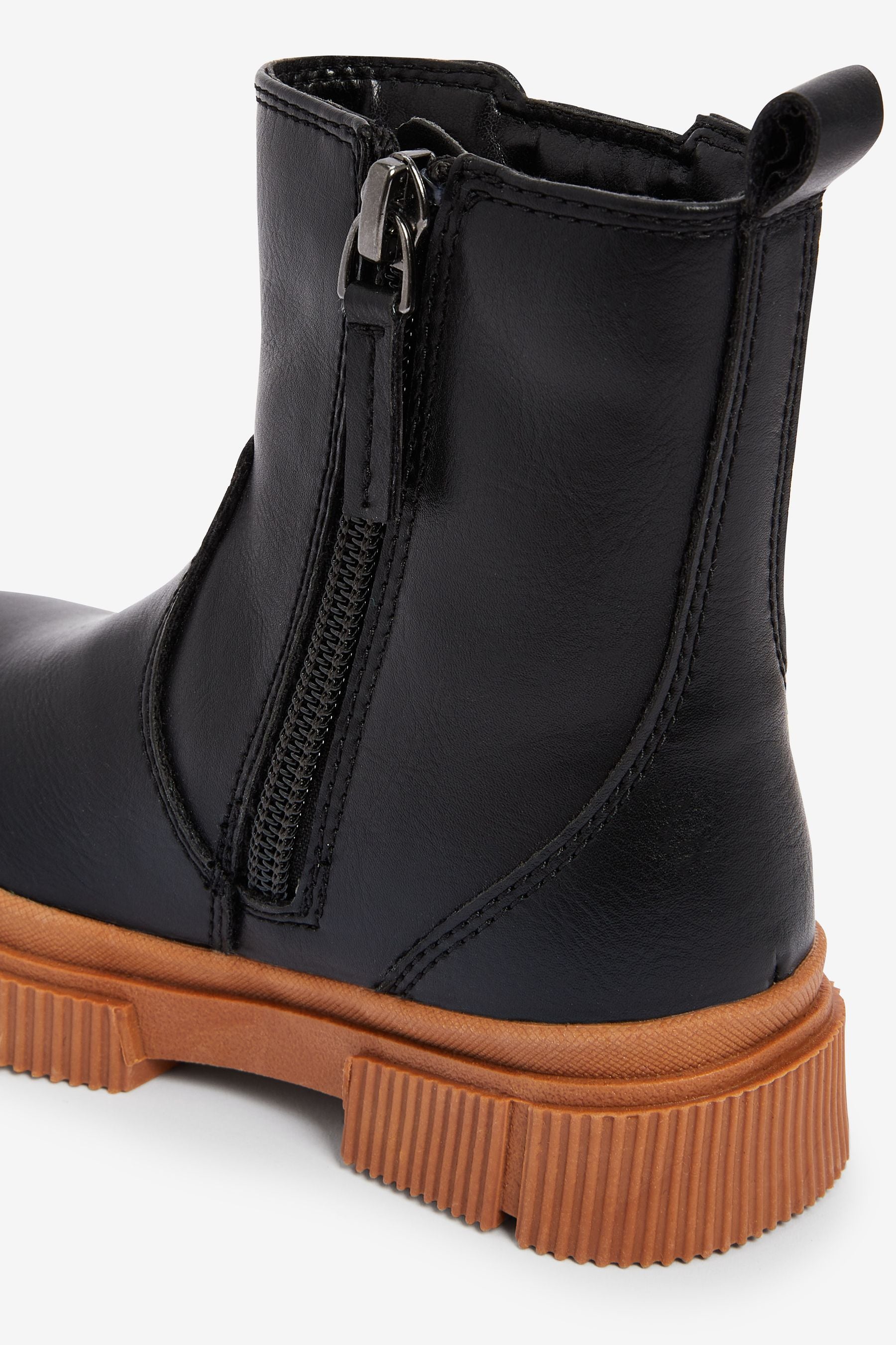 Black/Tan Brown Chunky Chelsea Boots