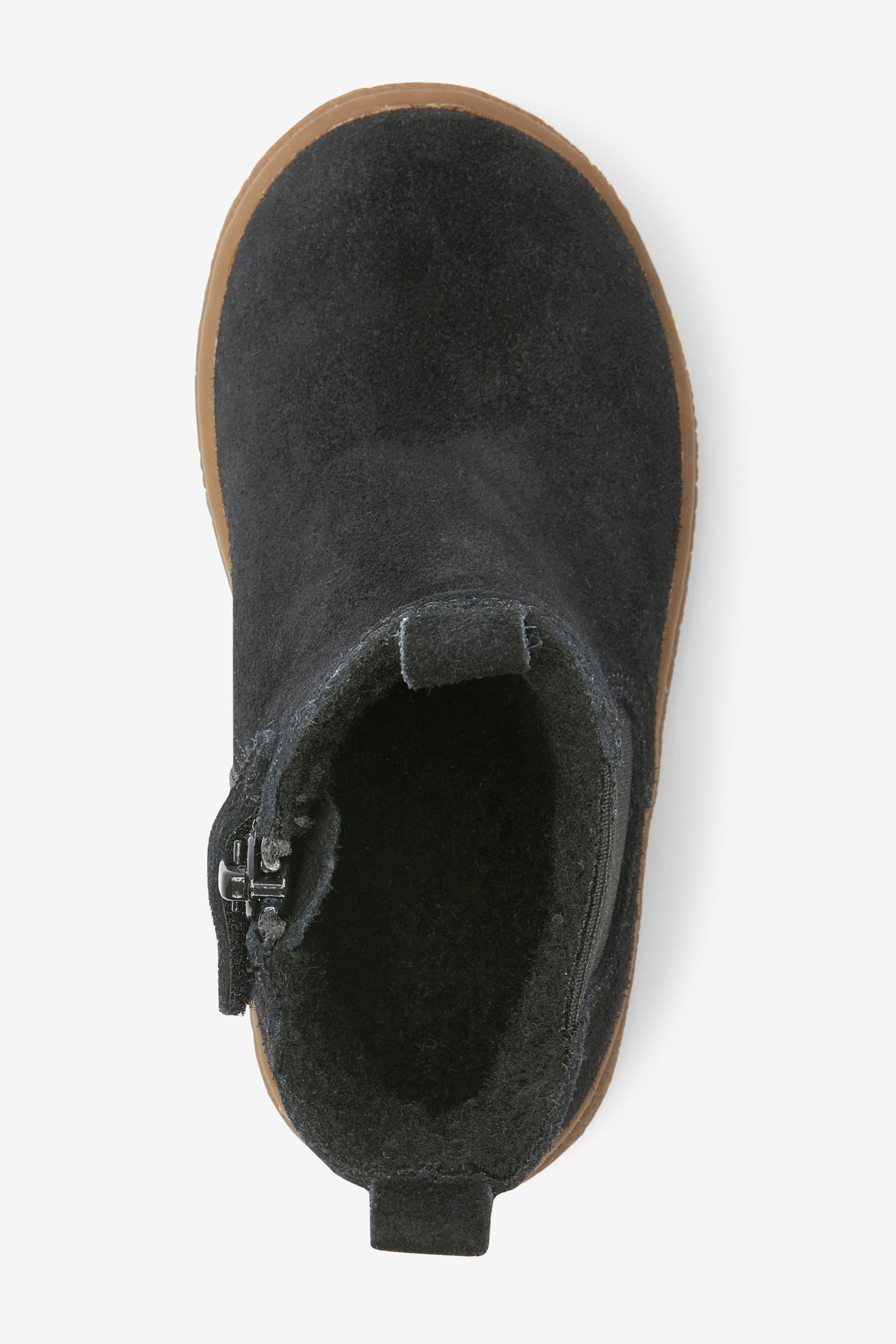 Black Water Repellent Suede Warm Lined Chelsea Boots