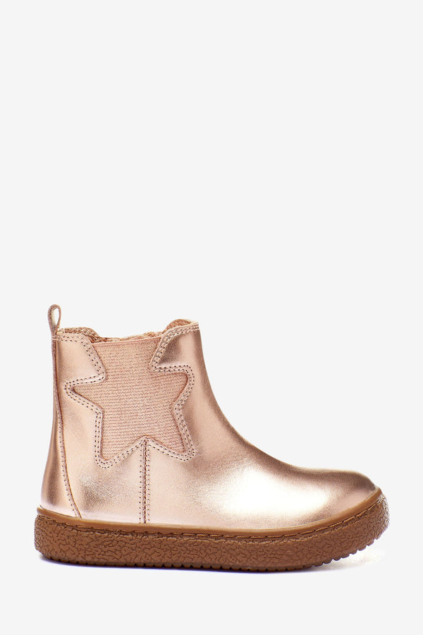 Rose Gold Warm Lined Chelsea Boots