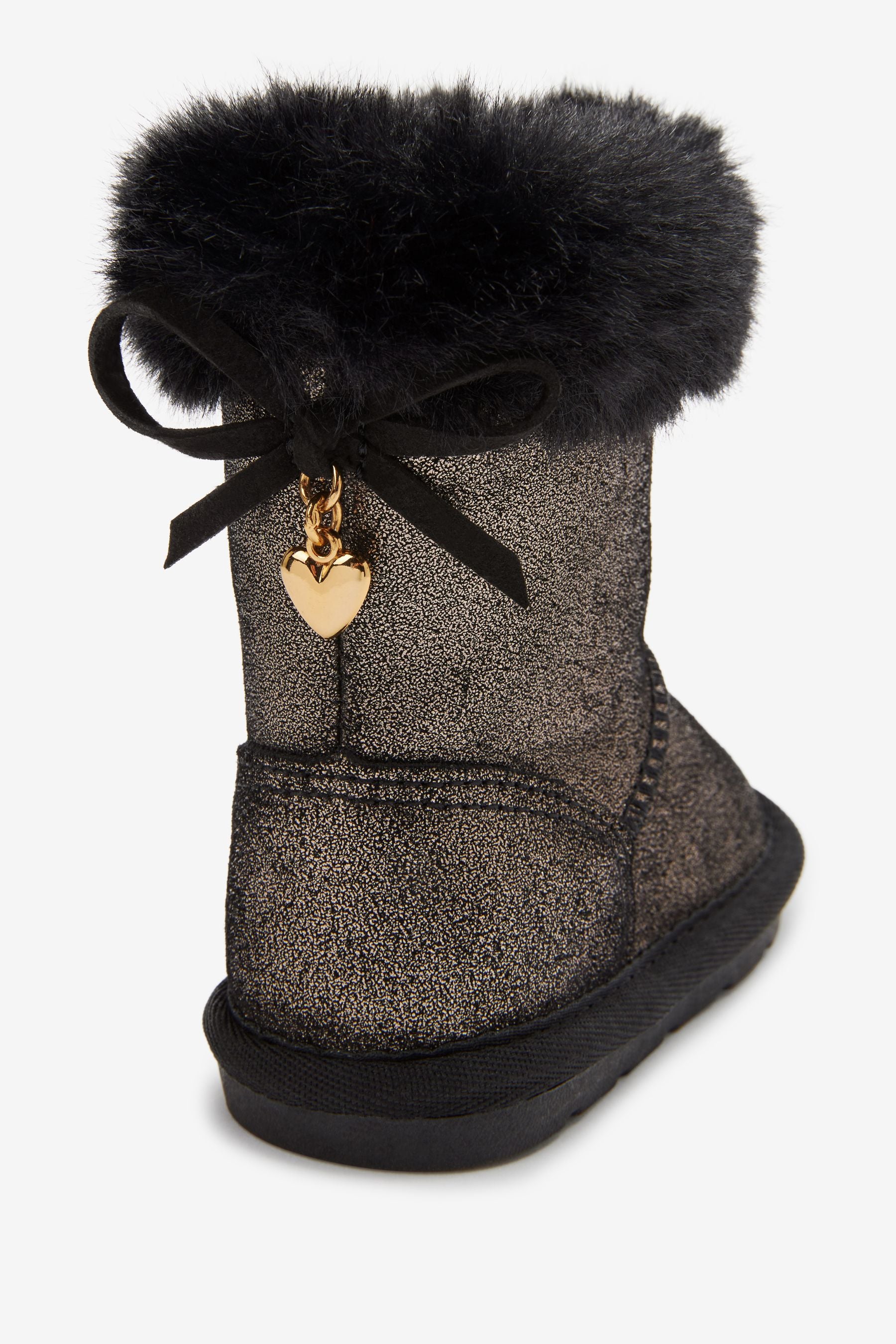 Black Sparkle Water Repellent Warm Lined Pull-On Boots