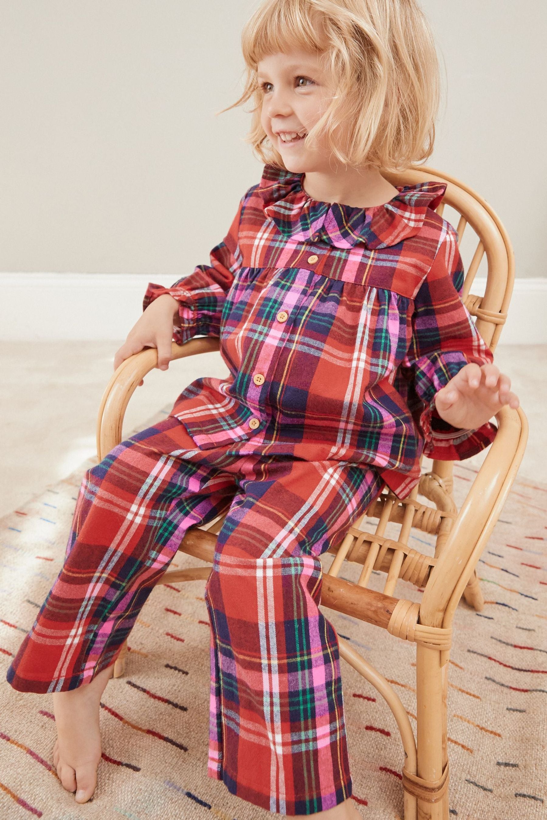 Red Check 1 Pack Button Through Pyjamas (9mths-8yrs)