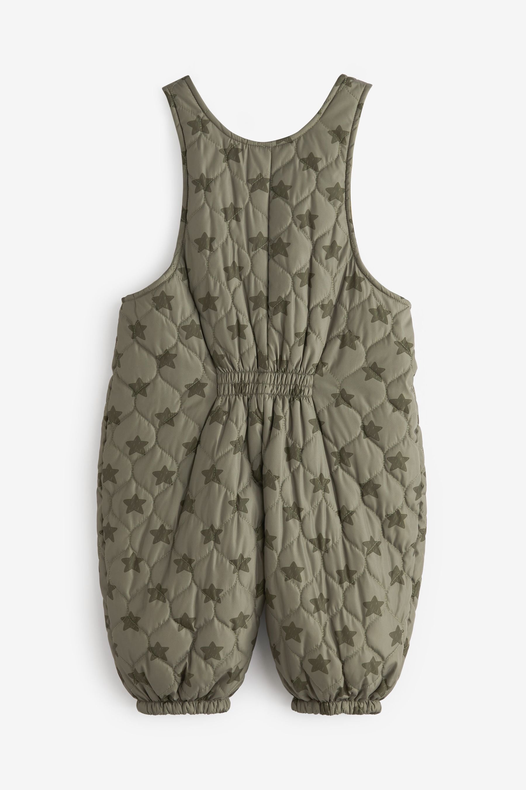 Khaki Green Start Print Quilted Overall (3mths-7yrs)