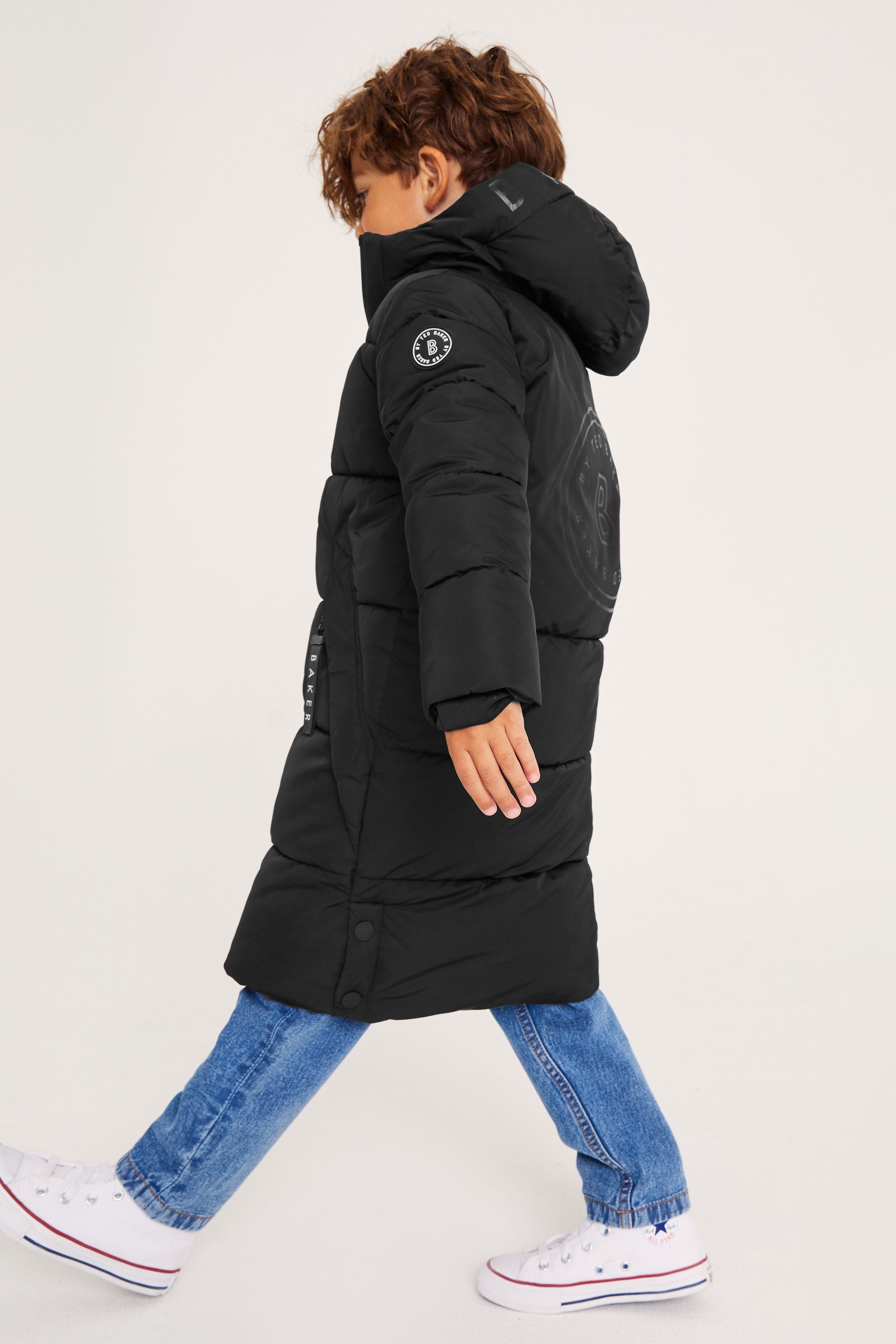 Black Baker by Ted Baker Black Longline Padded Coat