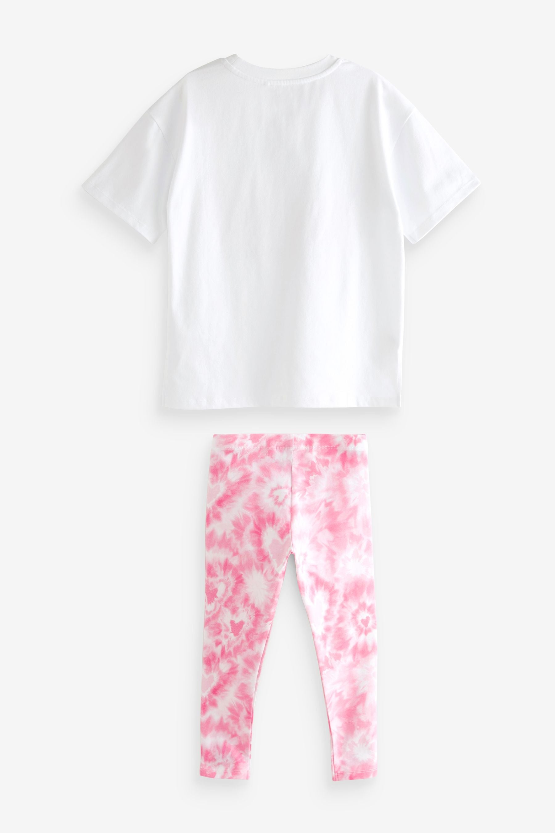 White/Pink Tie Dye Love Graphic T-Shirt & Legging Set (3-16yrs)