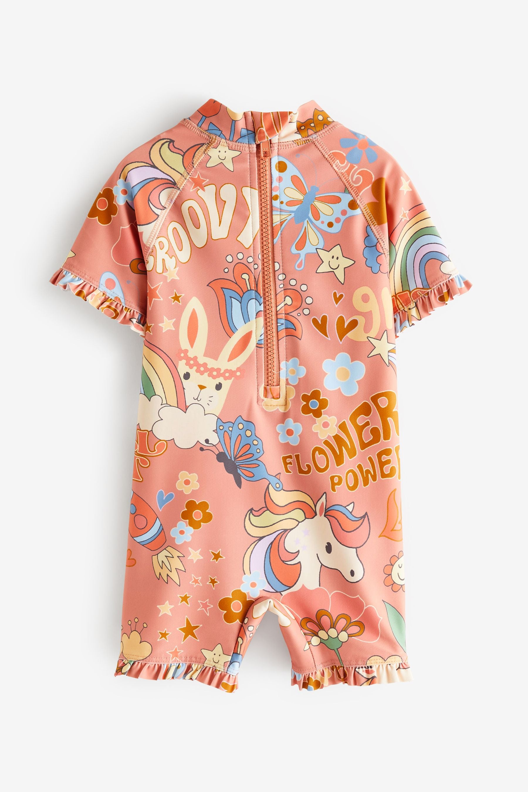 Rust Brown 70s Unicorn Sunsafe Swimsuit (3mths-7yrs)