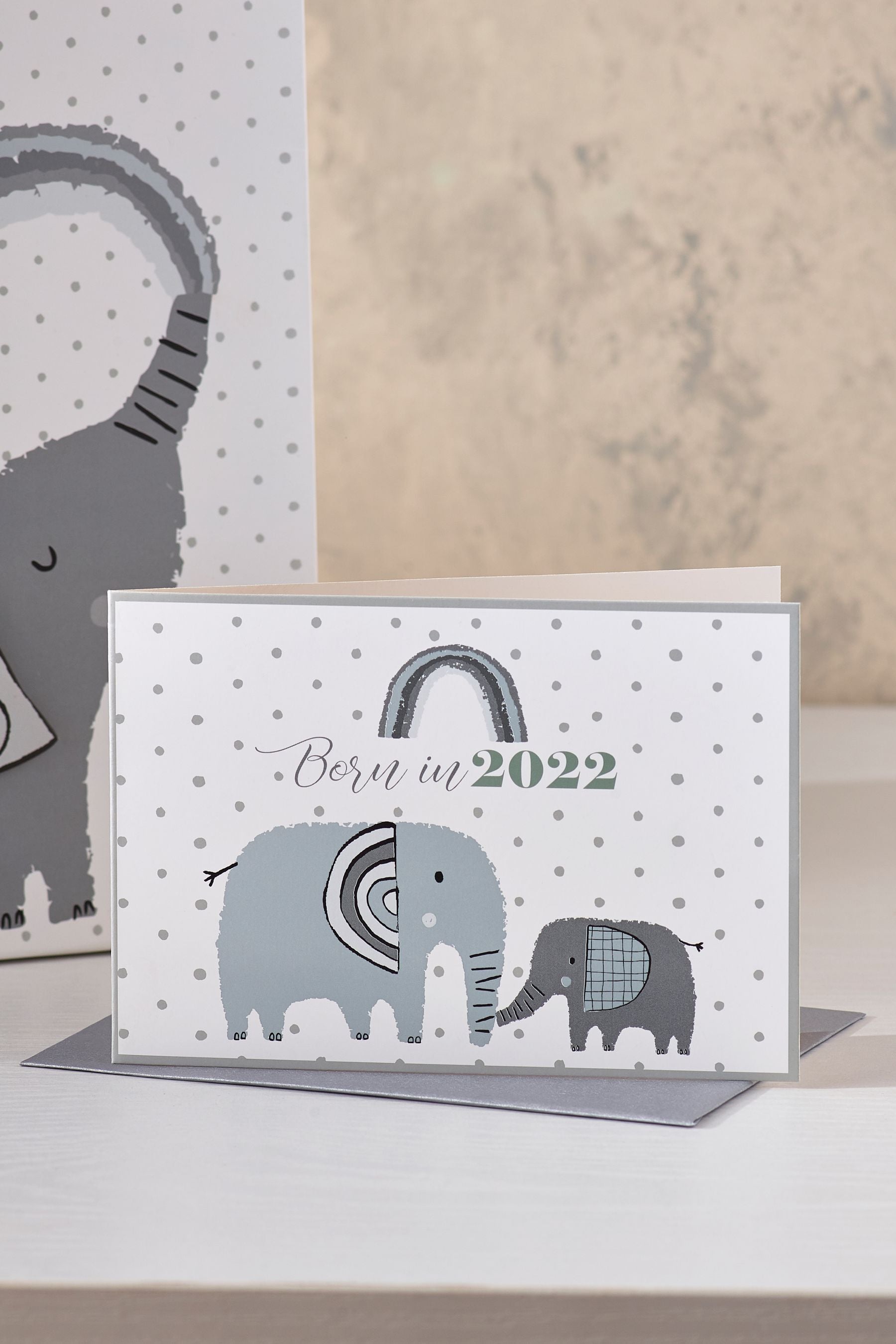 Grey Elephant Baby Gift Bag And Card Set