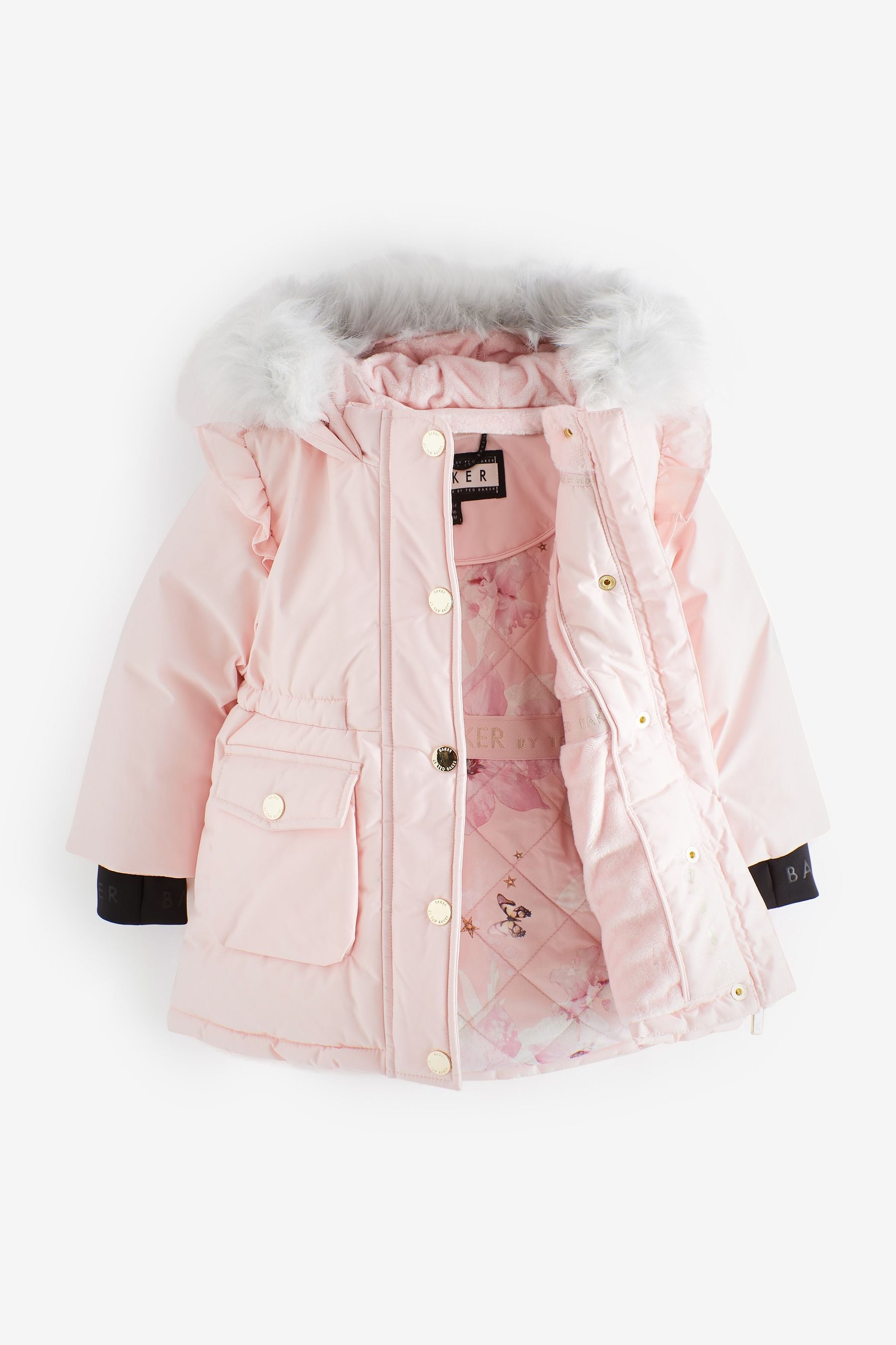 Pink Baker by Ted Baker Shower Resistant Frill Parka