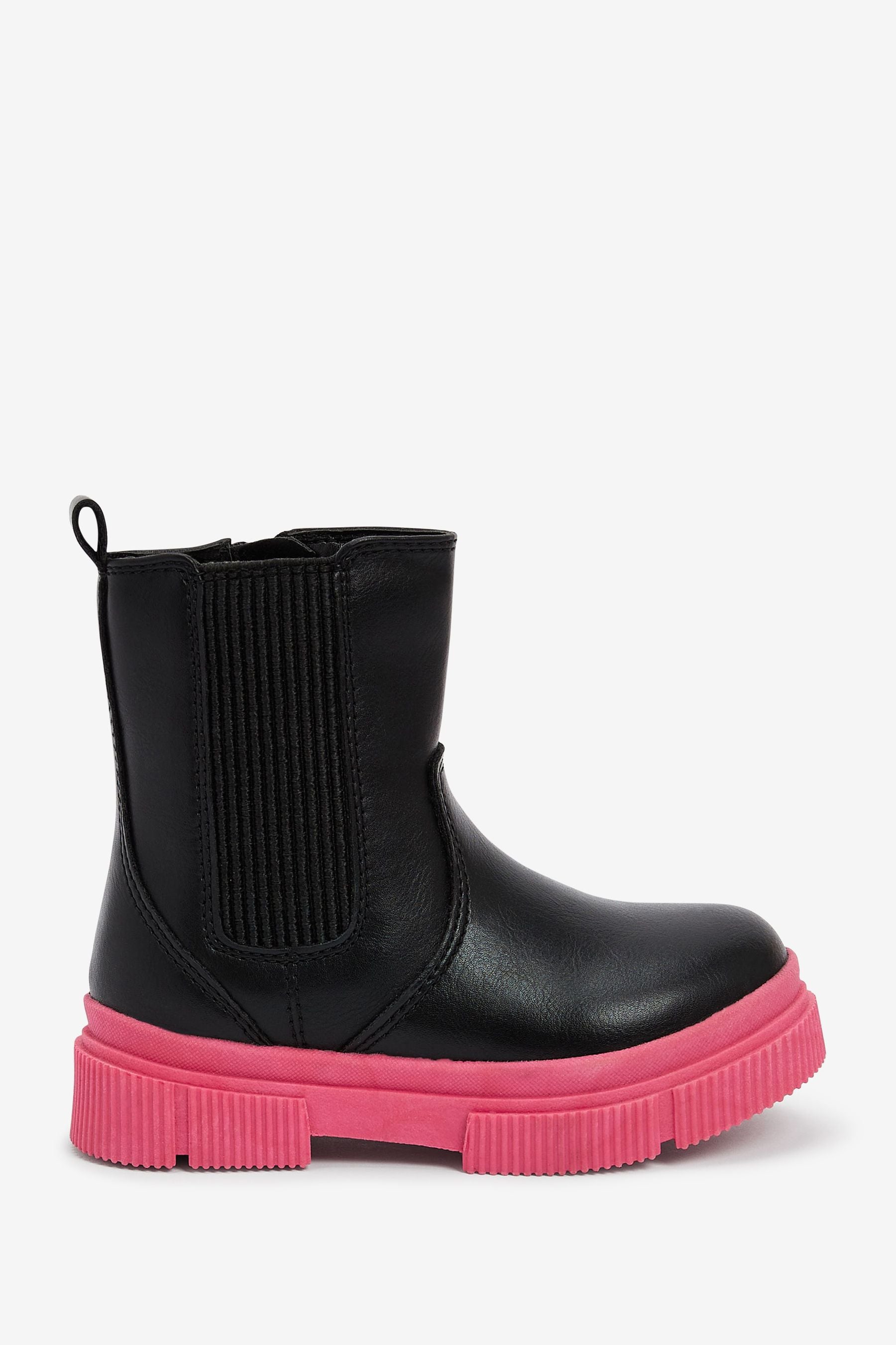 Black/Pink Chunky Chelsea Boots