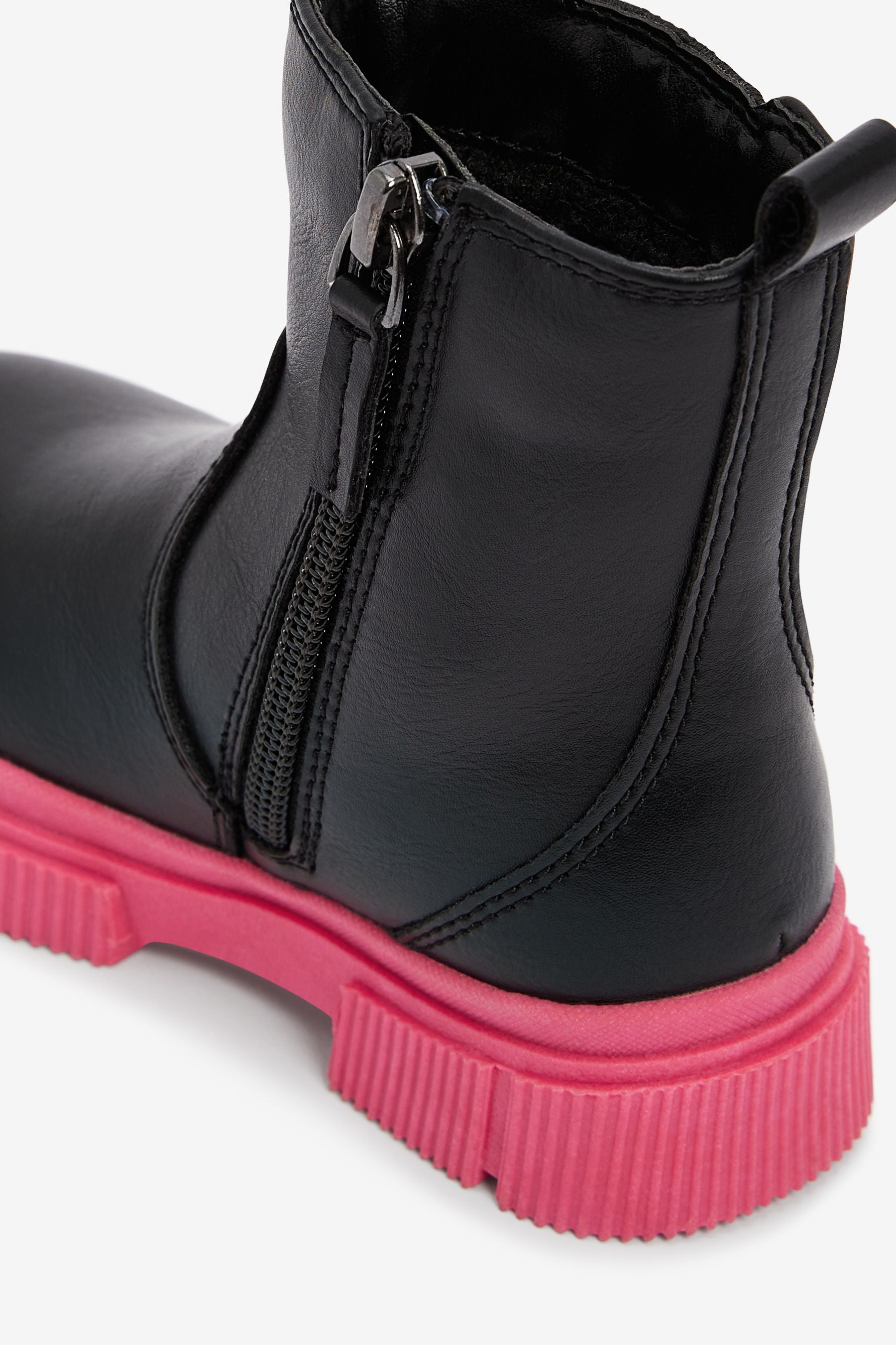 Black/Pink Chunky Chelsea Boots