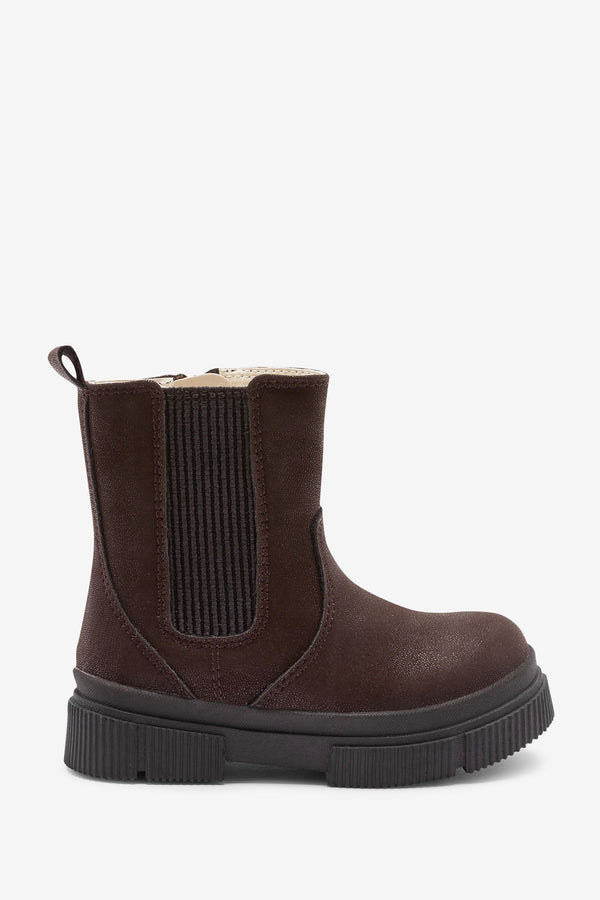 Chocolate Brown Chunky Chelsea Boots