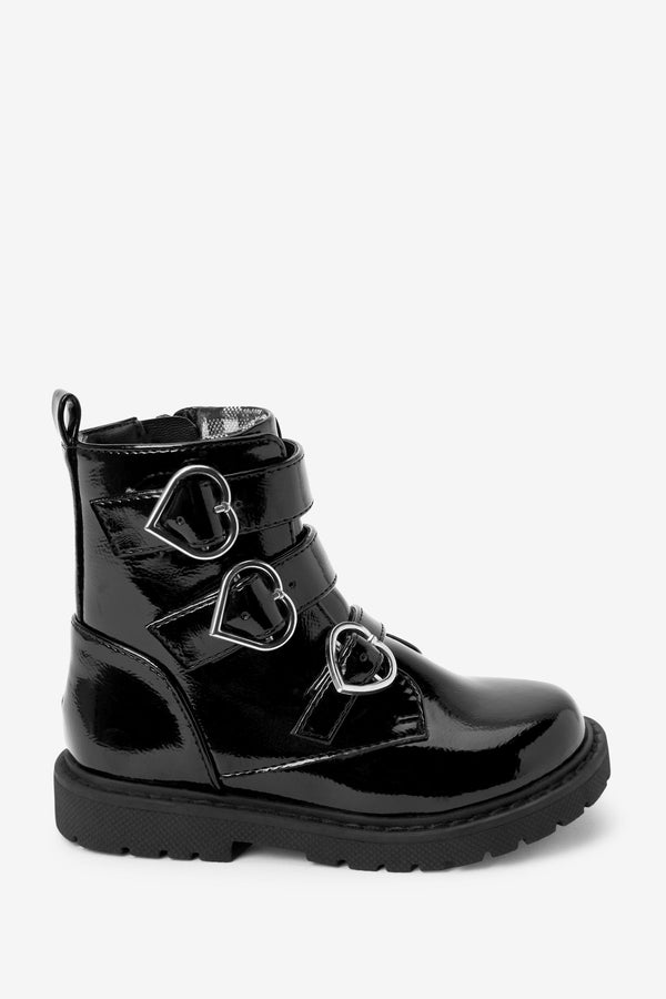 Black Buckle Biker Boots