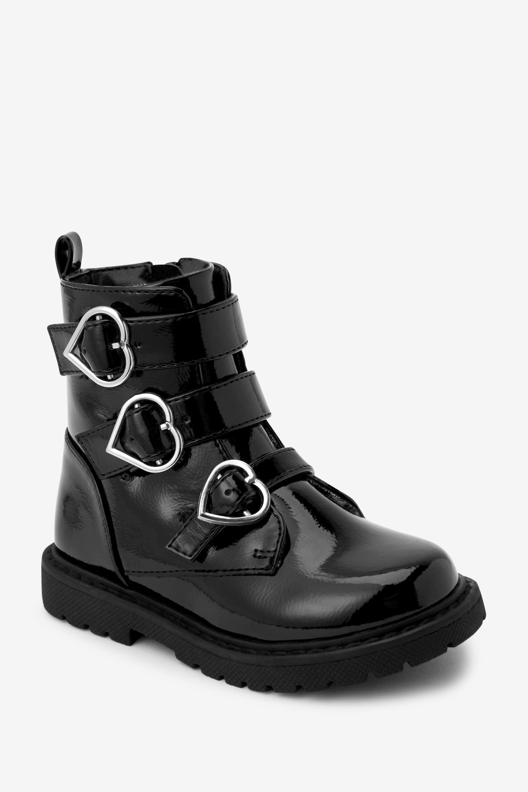 Black Buckle Biker Boots