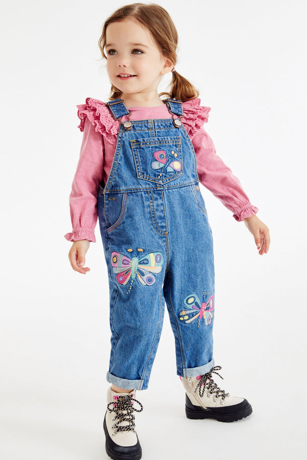 Denim Butterfly Dungarees (3mths-7yrs)