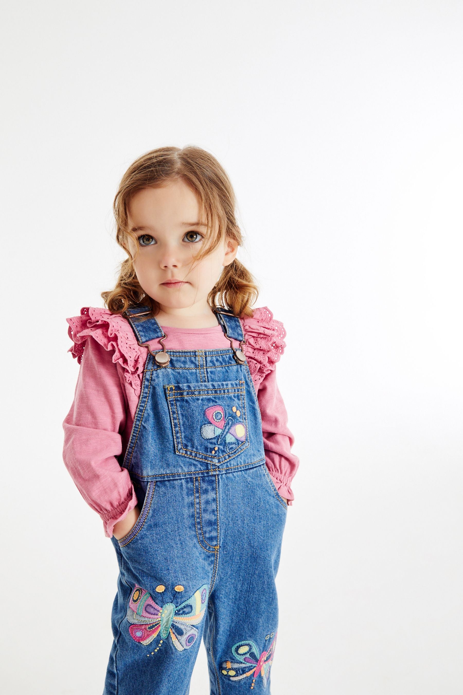 Denim Butterfly Dungarees (3mths-7yrs)