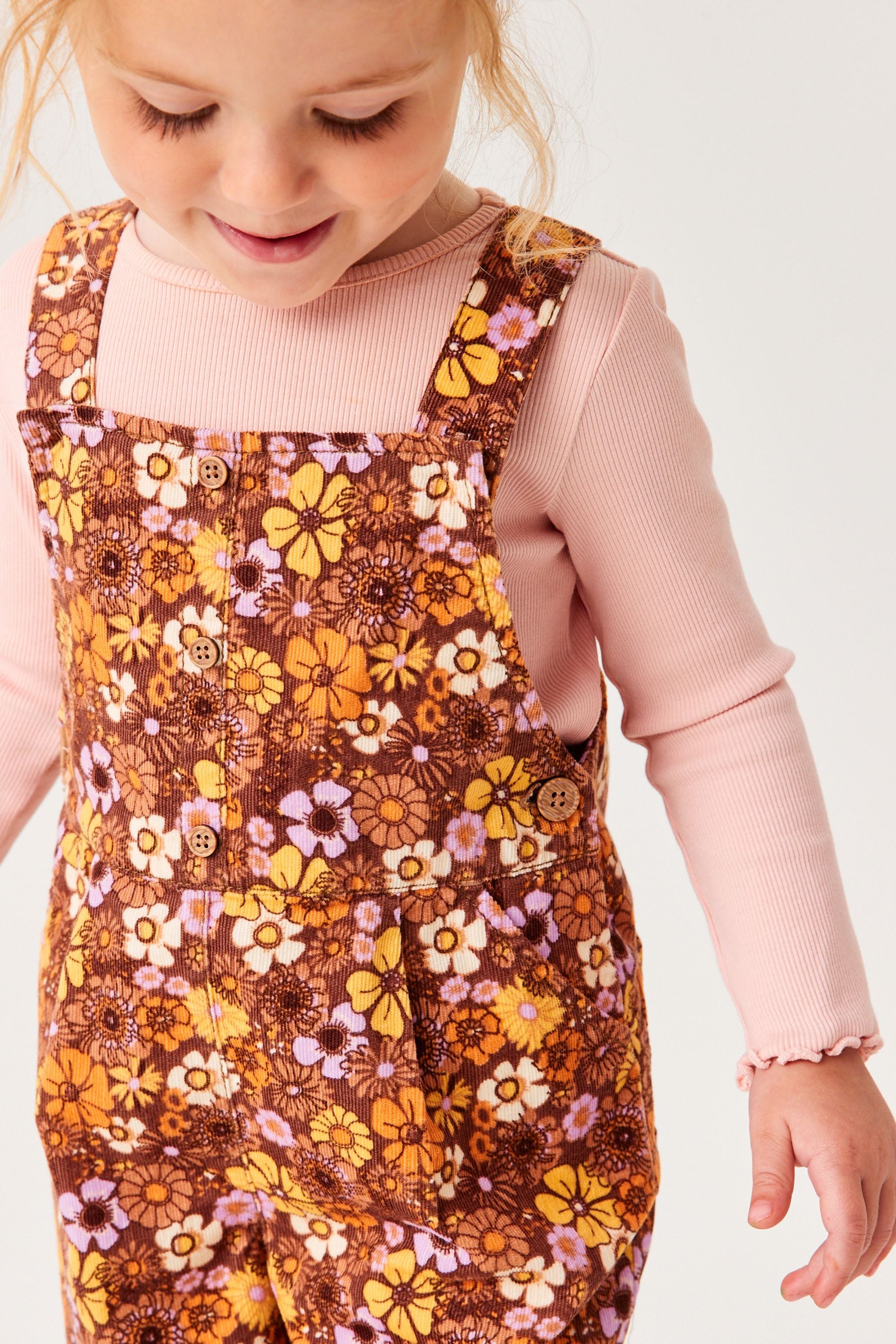 Ochre Yellow Cord Dungarees (3mths-7yrs)