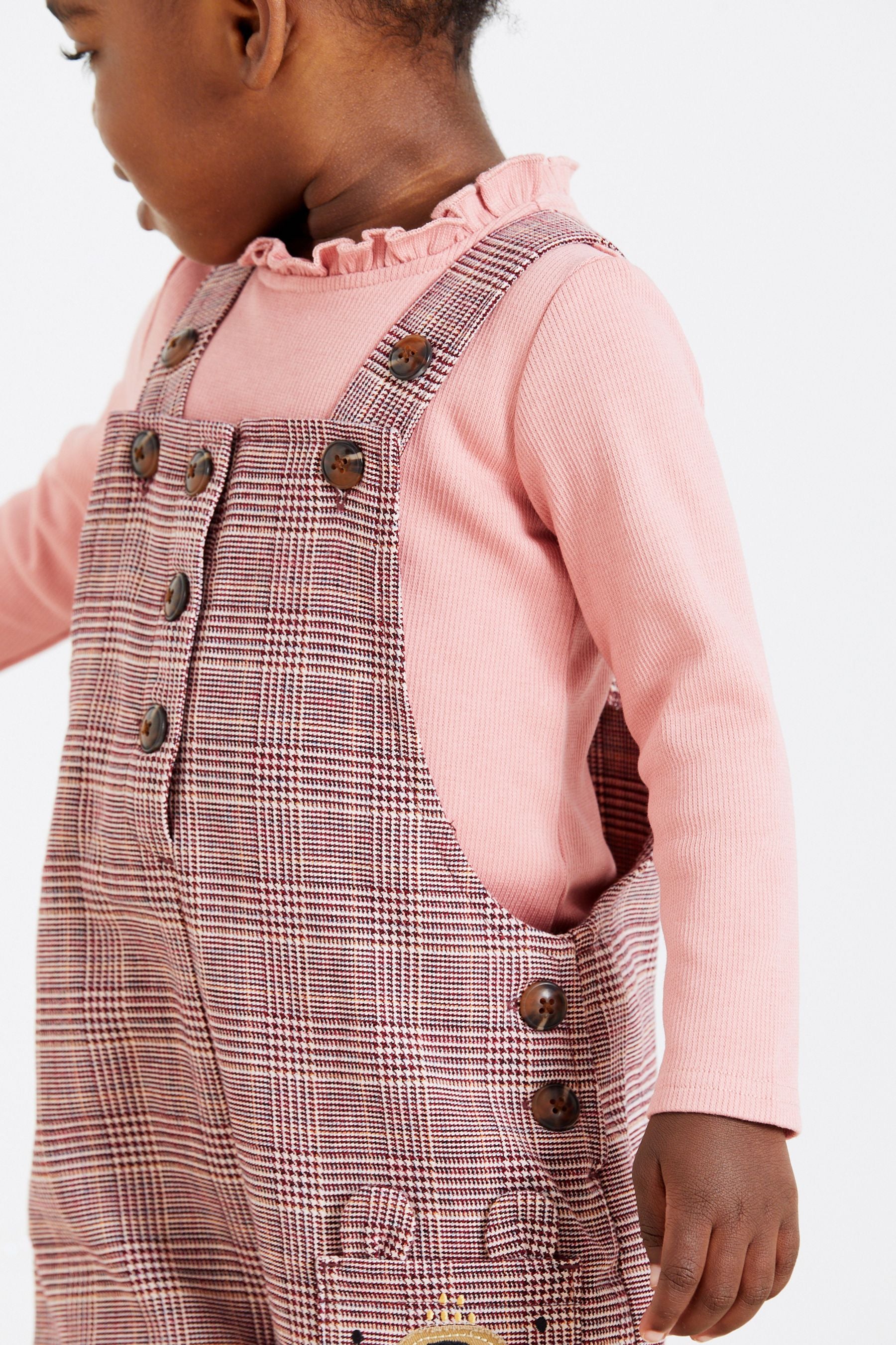 Pink Check Character Playsuit With Long Sleeved T-Shirt (3mths-7yrs)