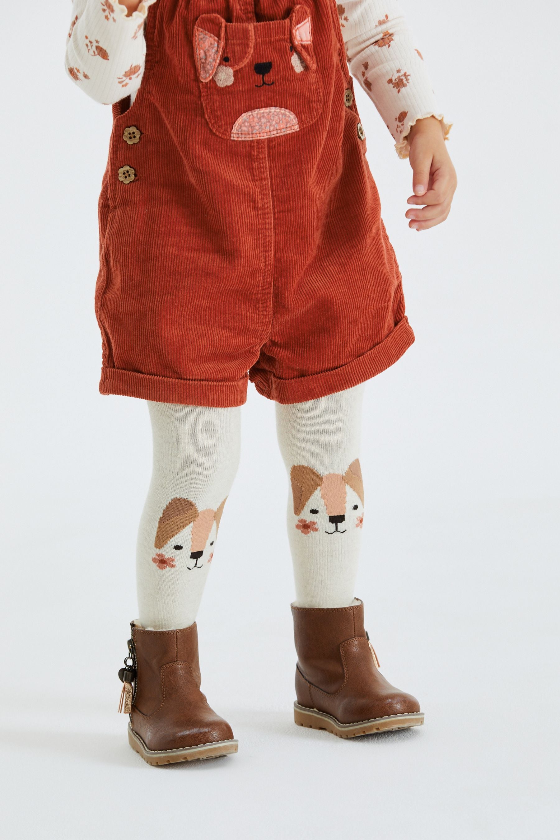 Rust Brown Cord Dungaree 3 Piece Set (3mths-7yrs)