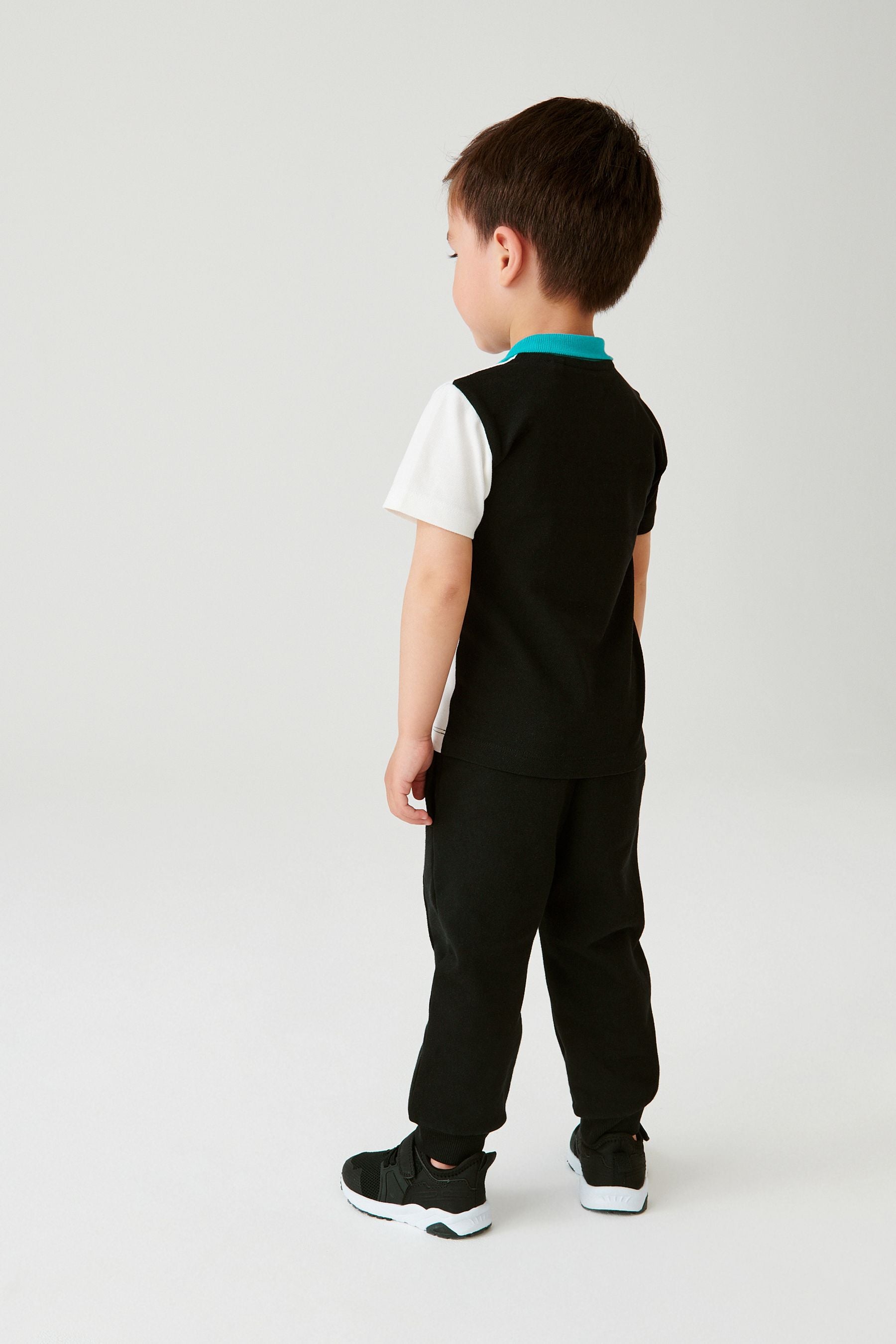 Black/Teal Blue Polo Shirt And Joggers Set (3mths-7yrs)