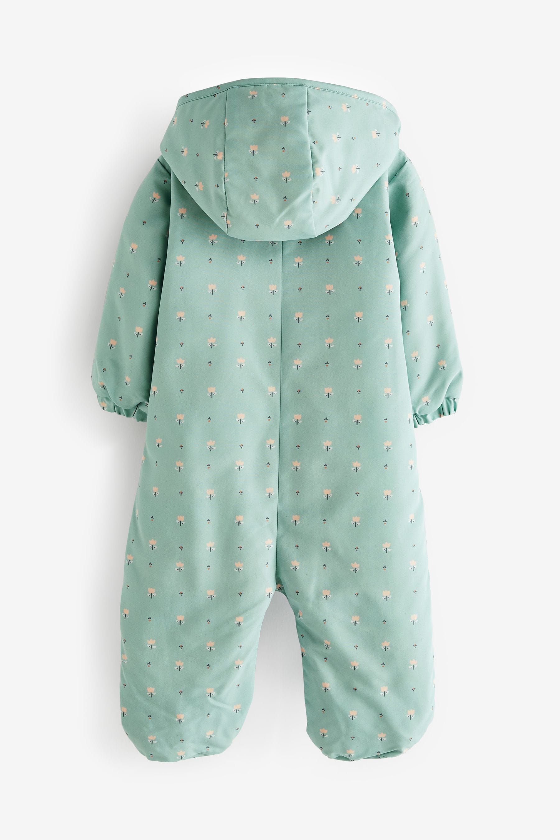 Sage Green Floral Lightweight Baby Pramsuit All-In-One (0mths-2yrs)