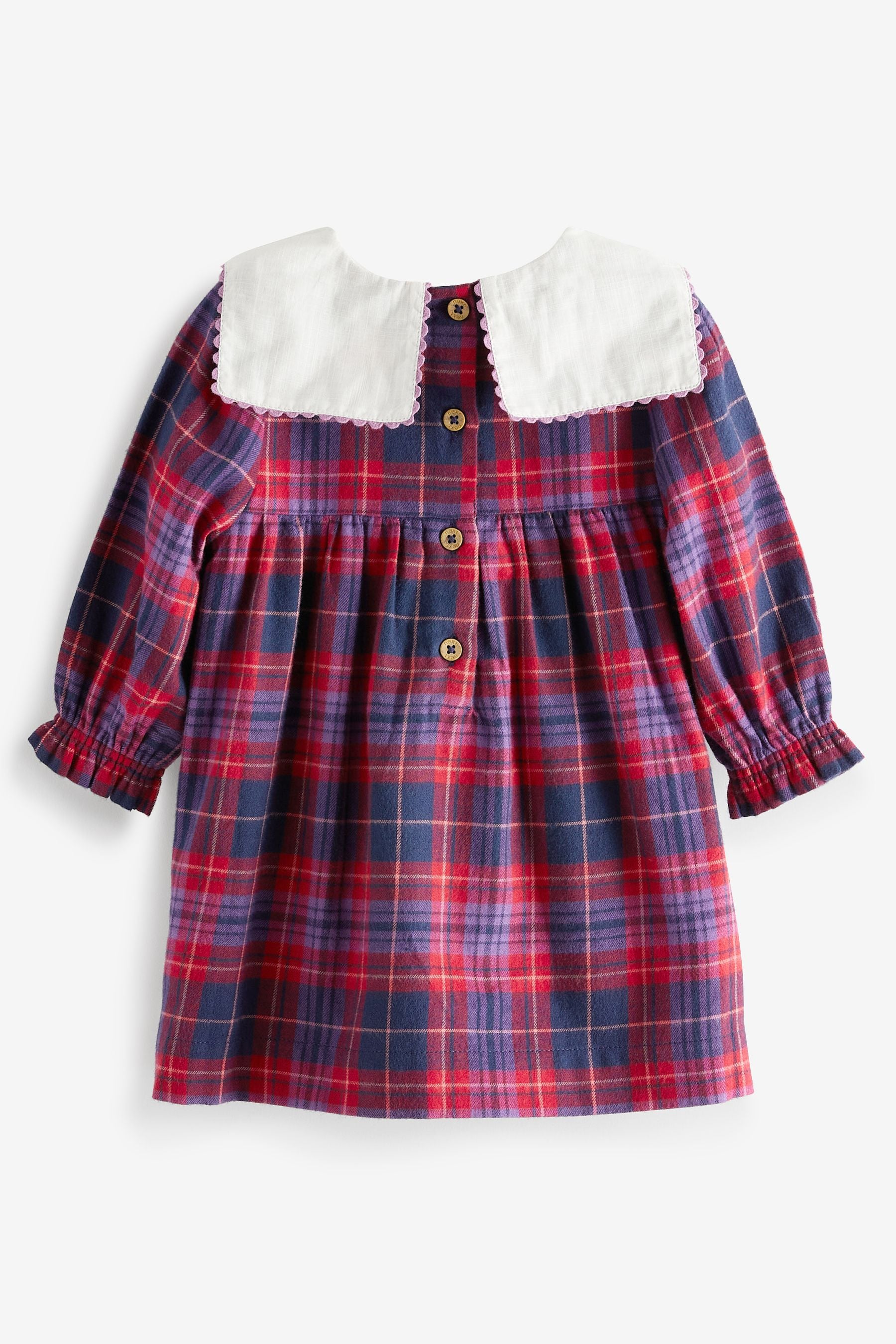 Red Embroidery Collared Check Baby Dress (0mths-2yrs)