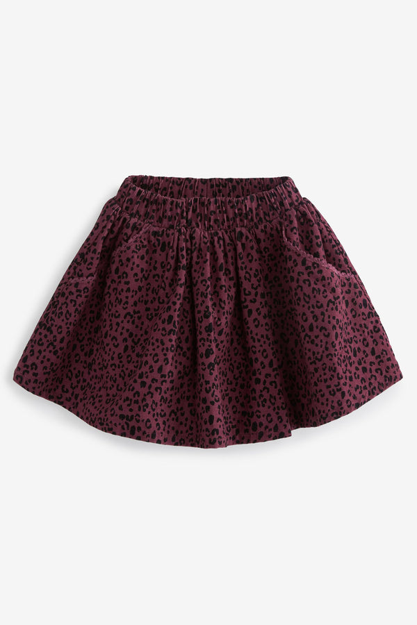 Burgundy Red Printed Cord Skirt (3mths-7yrs)