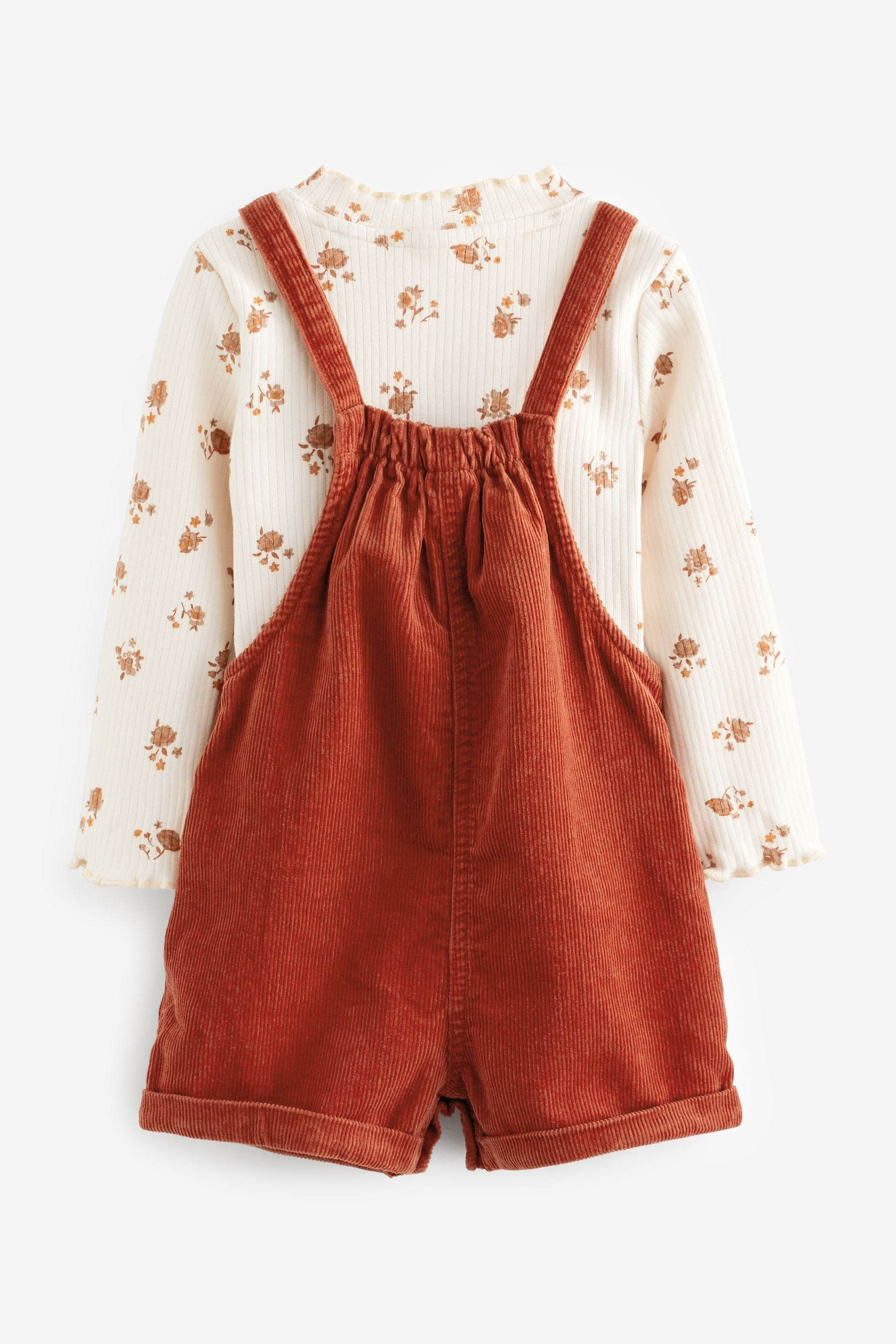 Rust Brown Cord Dungaree 3 Piece Set (3mths-7yrs)