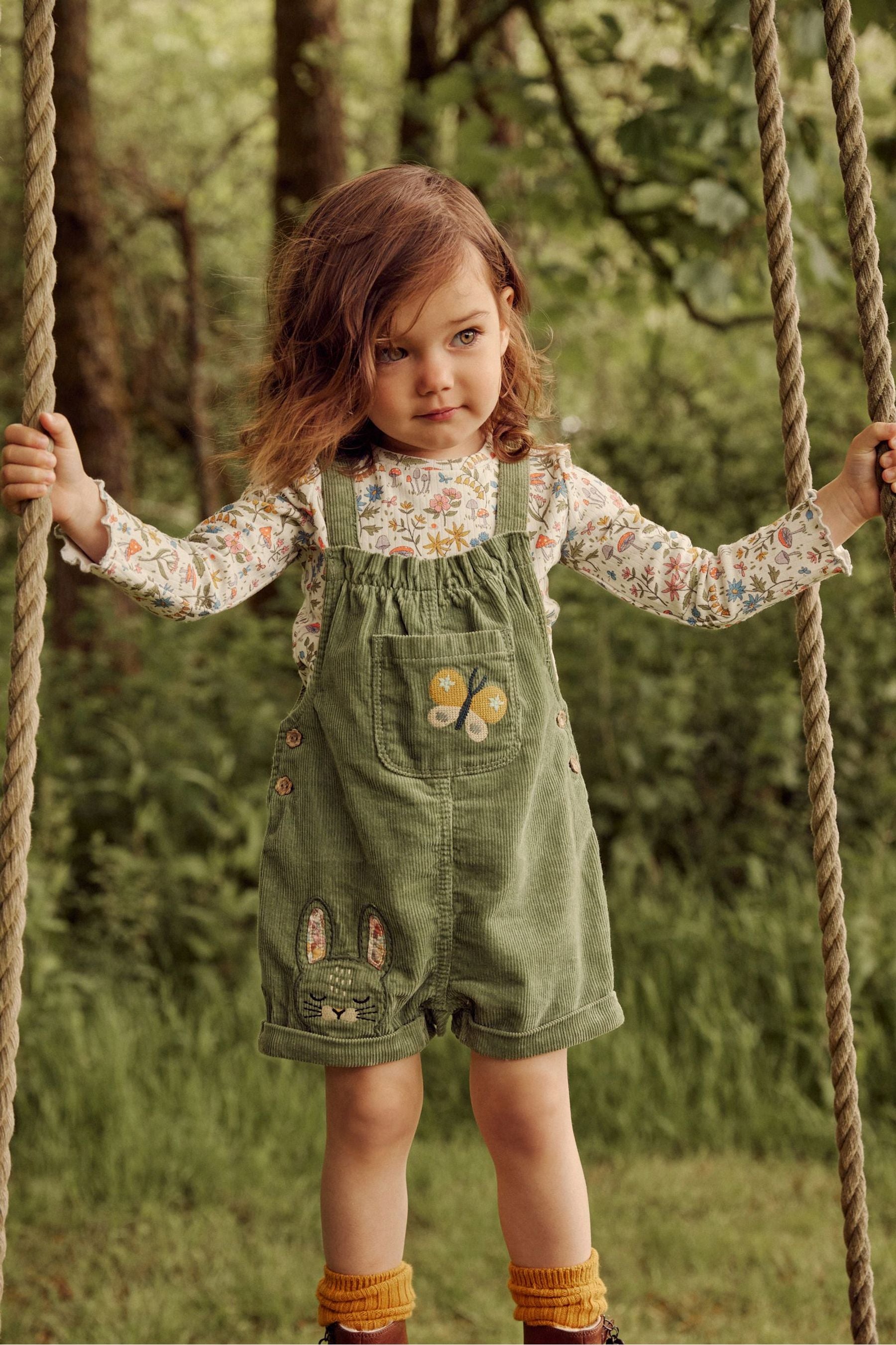 Green Cord Dungaree 3 Piece Set (3mths-7yrs)