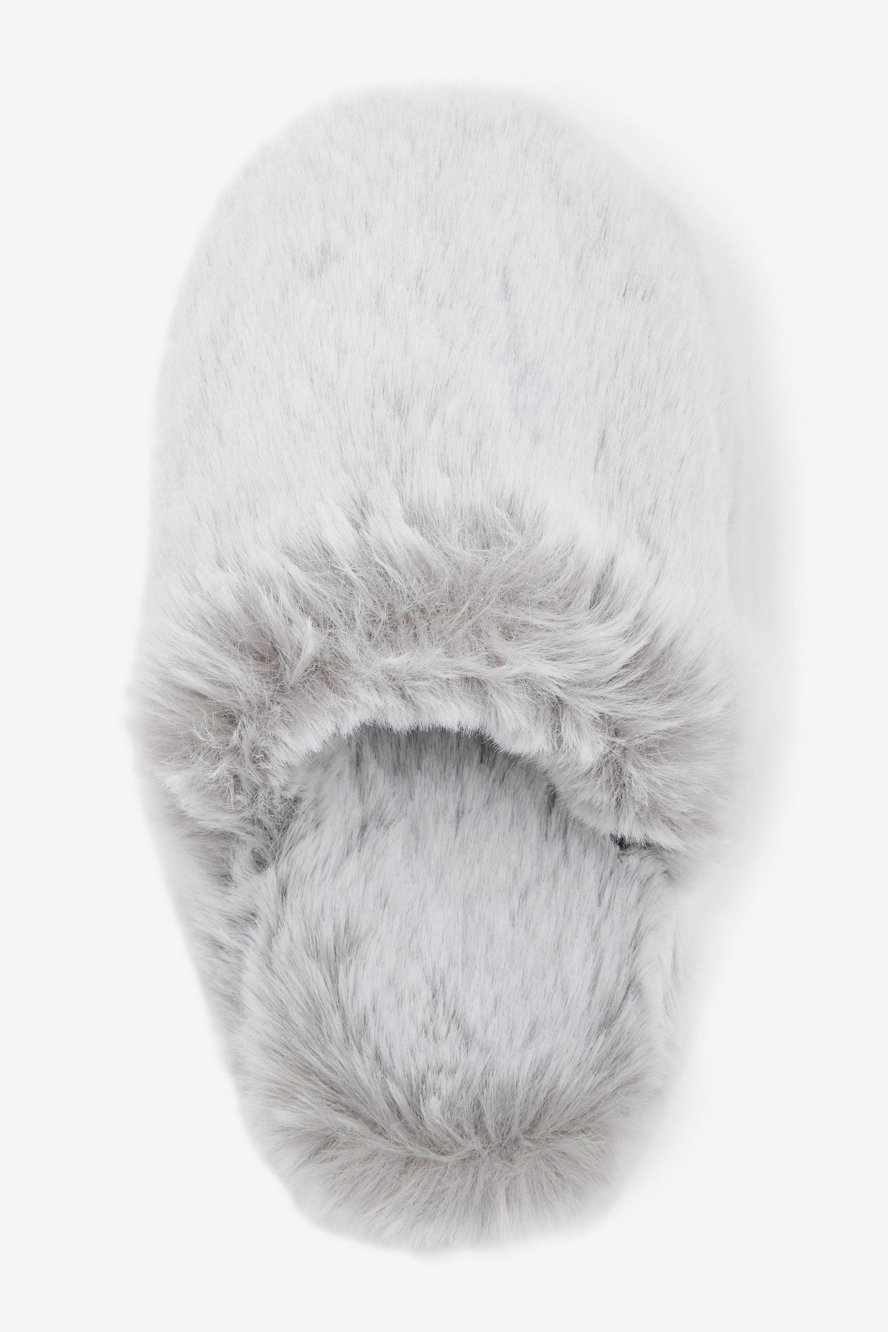 Grey Recycled Faux Fur Mule Slippers