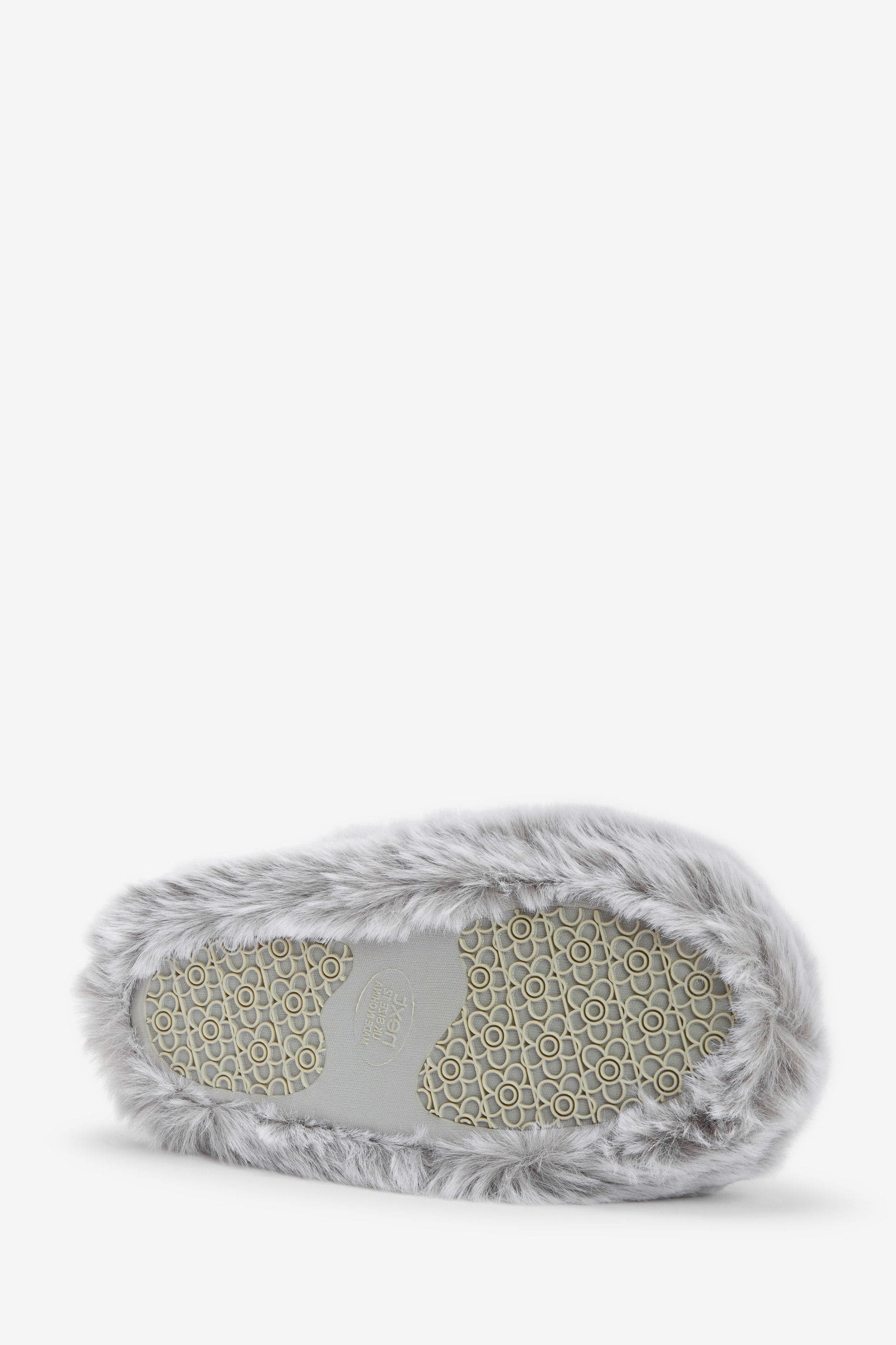 Grey Recycled Faux Fur Mule Slippers