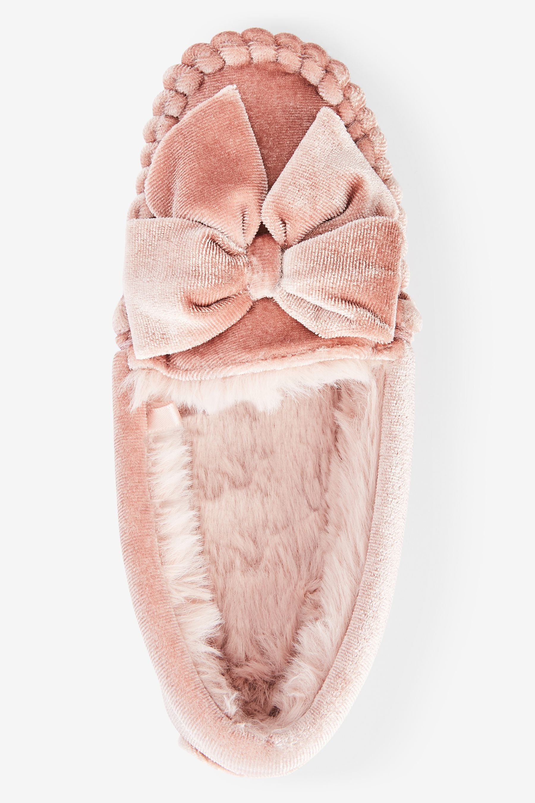 Pink Velvet Moccasin Slippers