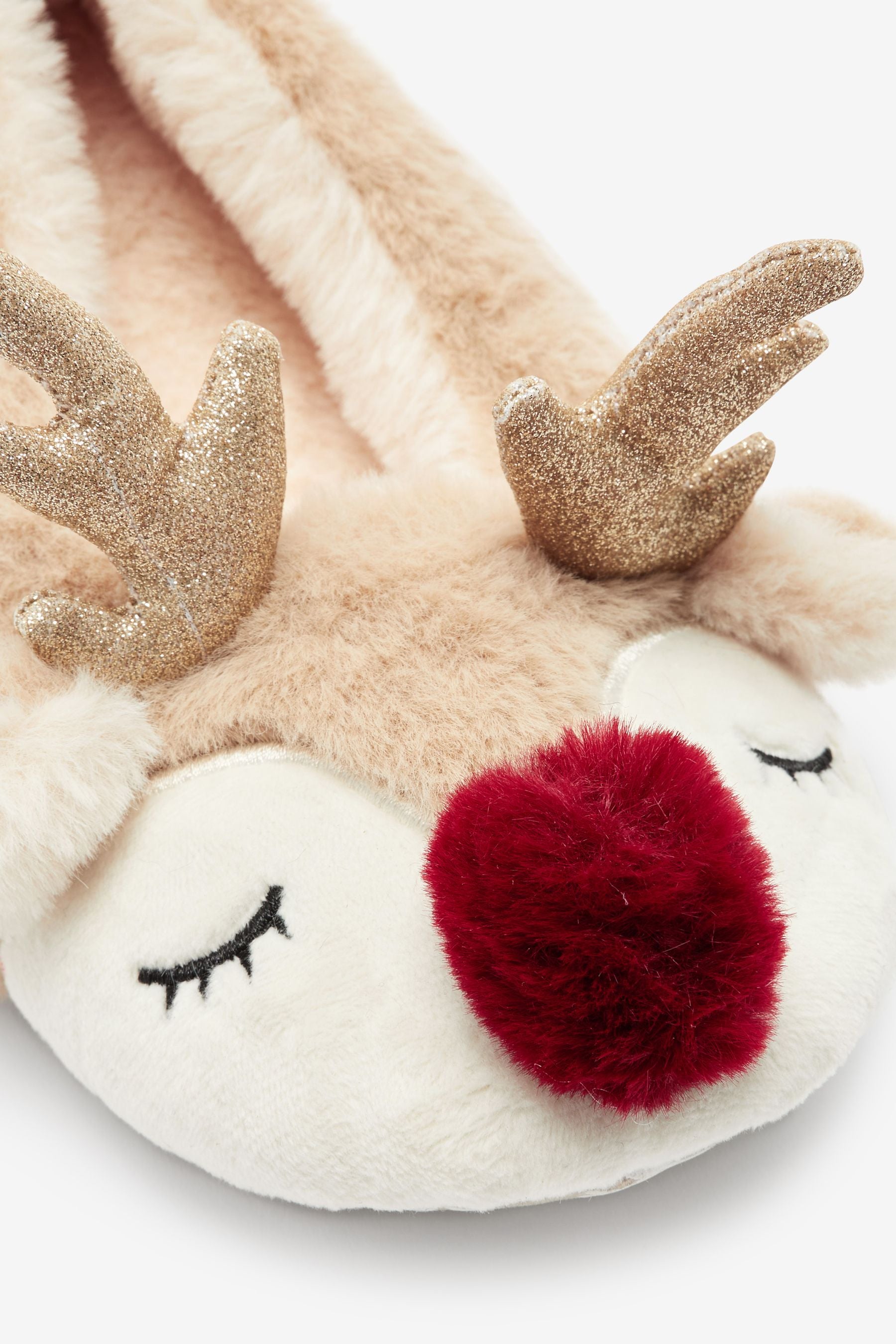 Brown Reindeer Christmas Ballet Slippers