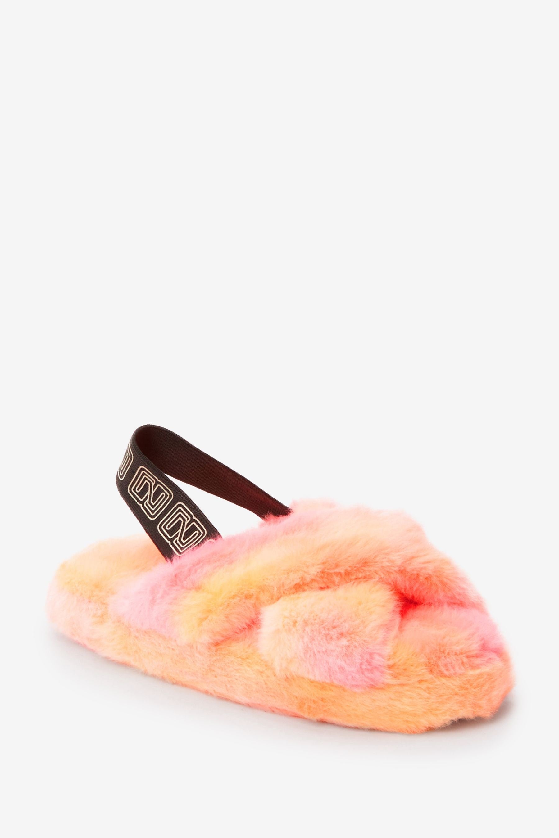 Pink/Orange Tie Dye Faux Fur Slider Slippers