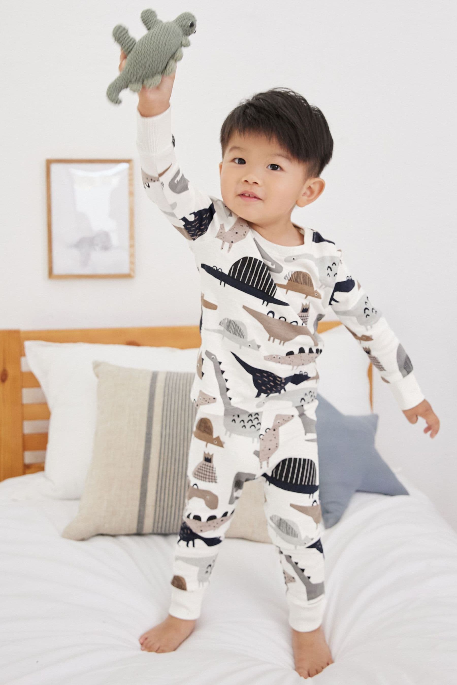 Tan Brown Camouflage Dino 3 Pack Snuggle Pyjamas (9mths-8yrs)