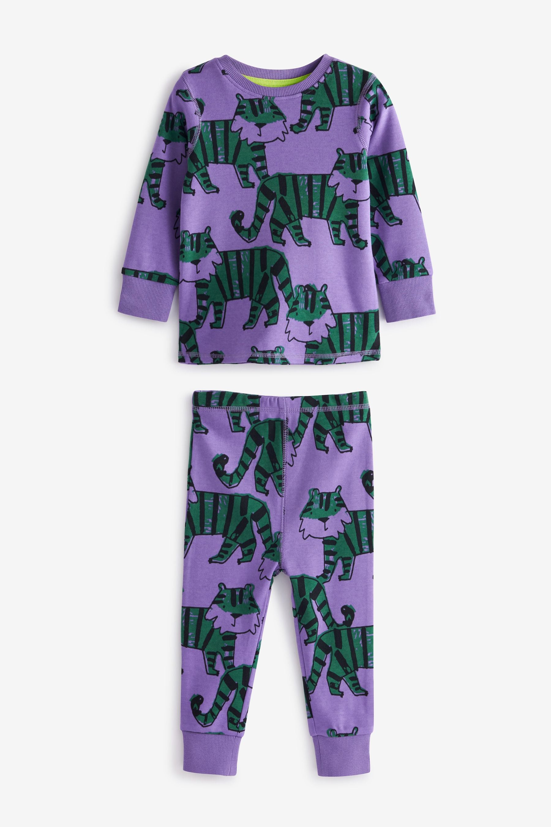 Green/Purple/Teal Green Wild Animals Snuggle Pyjamas 3 Pack (9mths-12yrs)