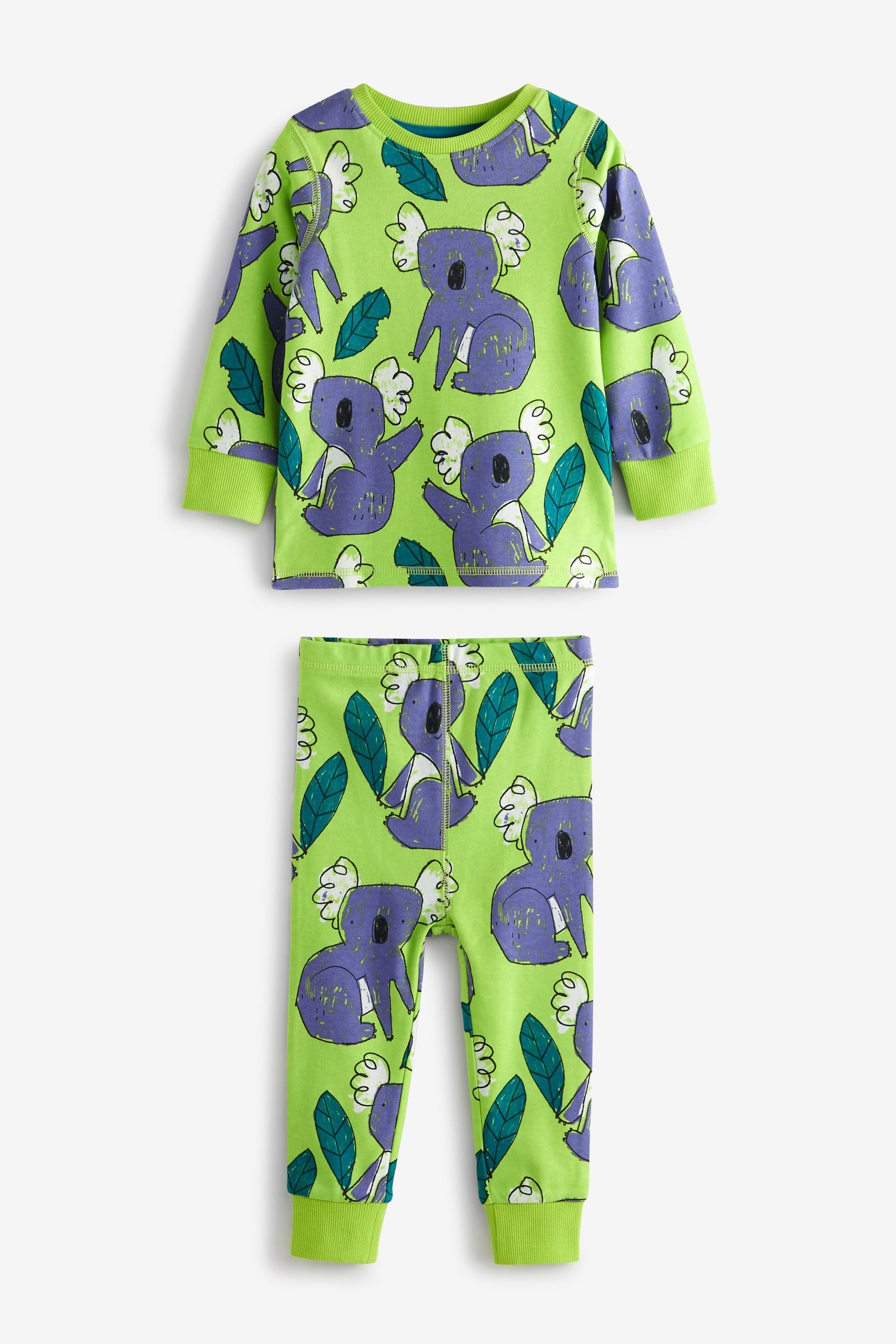 Green/Purple/Teal Green Wild Animals Snuggle Pyjamas 3 Pack (9mths-12yrs)