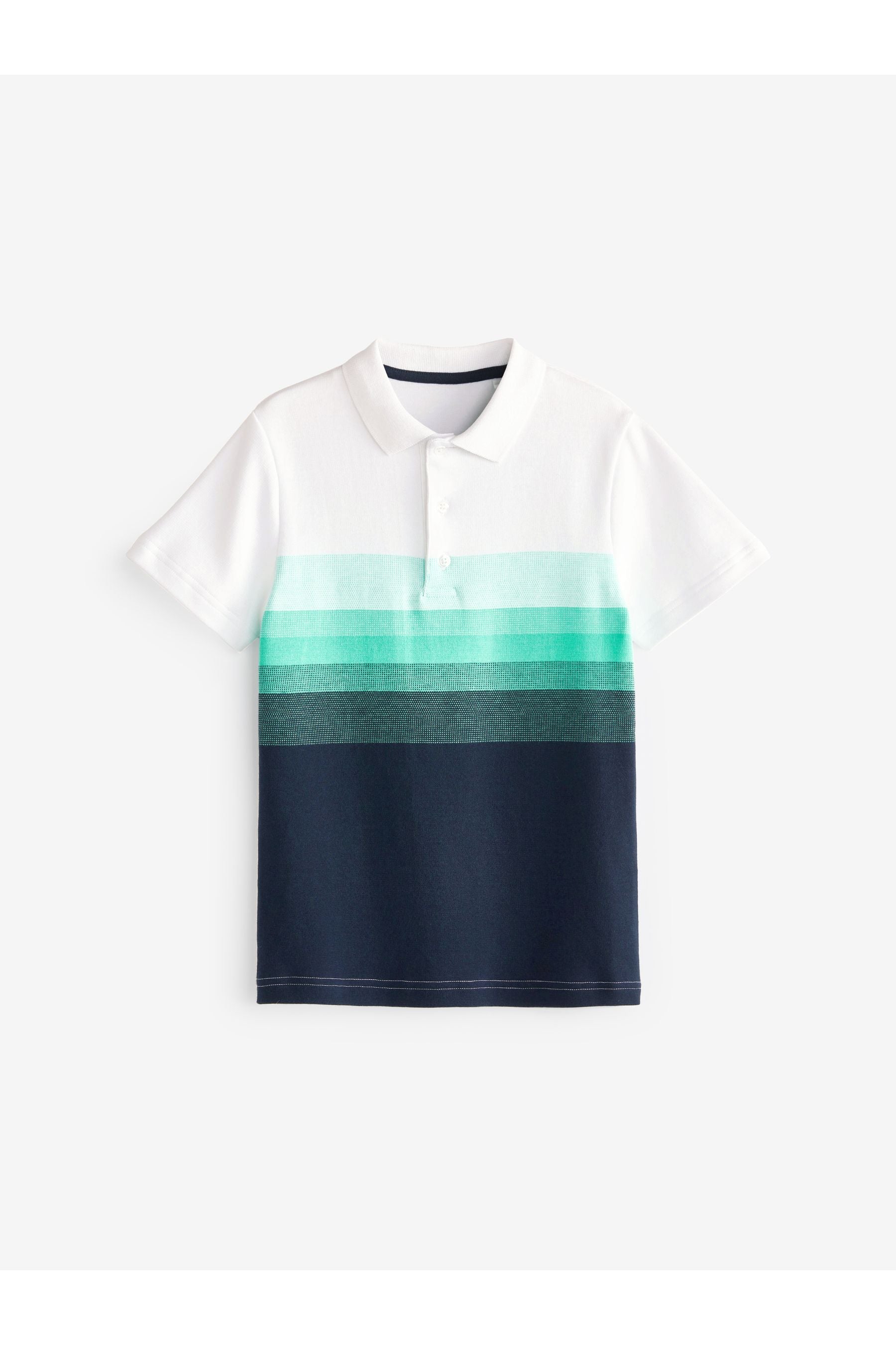 White/Mint Green Colourblock Polo Shirt (3-16yrs)