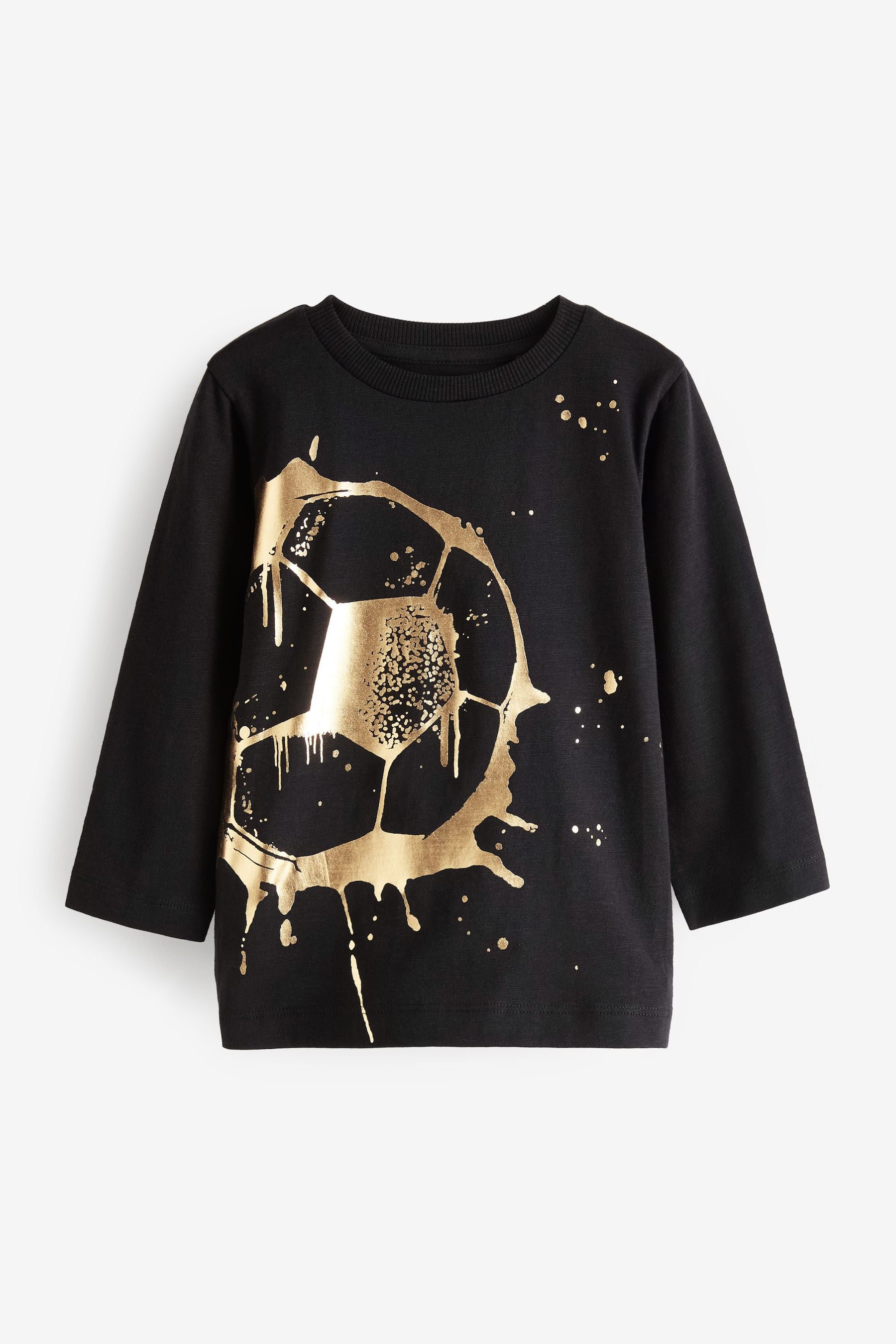 Black/Gold football Long Sleeve Character T-Shirt (3mths-7yrs)