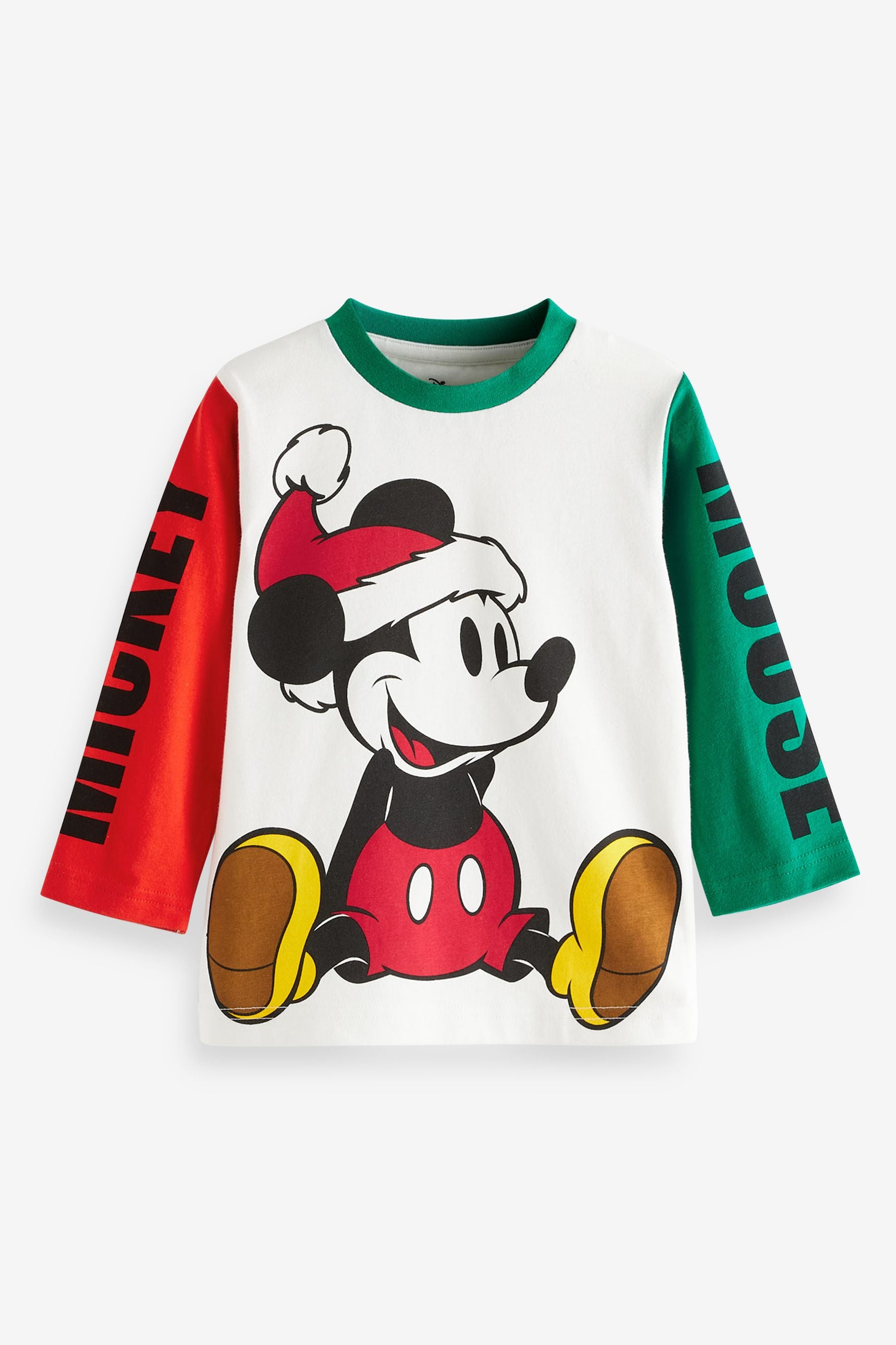 Multi Colourblock Christmas Mickey Mouse Long Sleeve T-Shirt (3mths-7yrs)