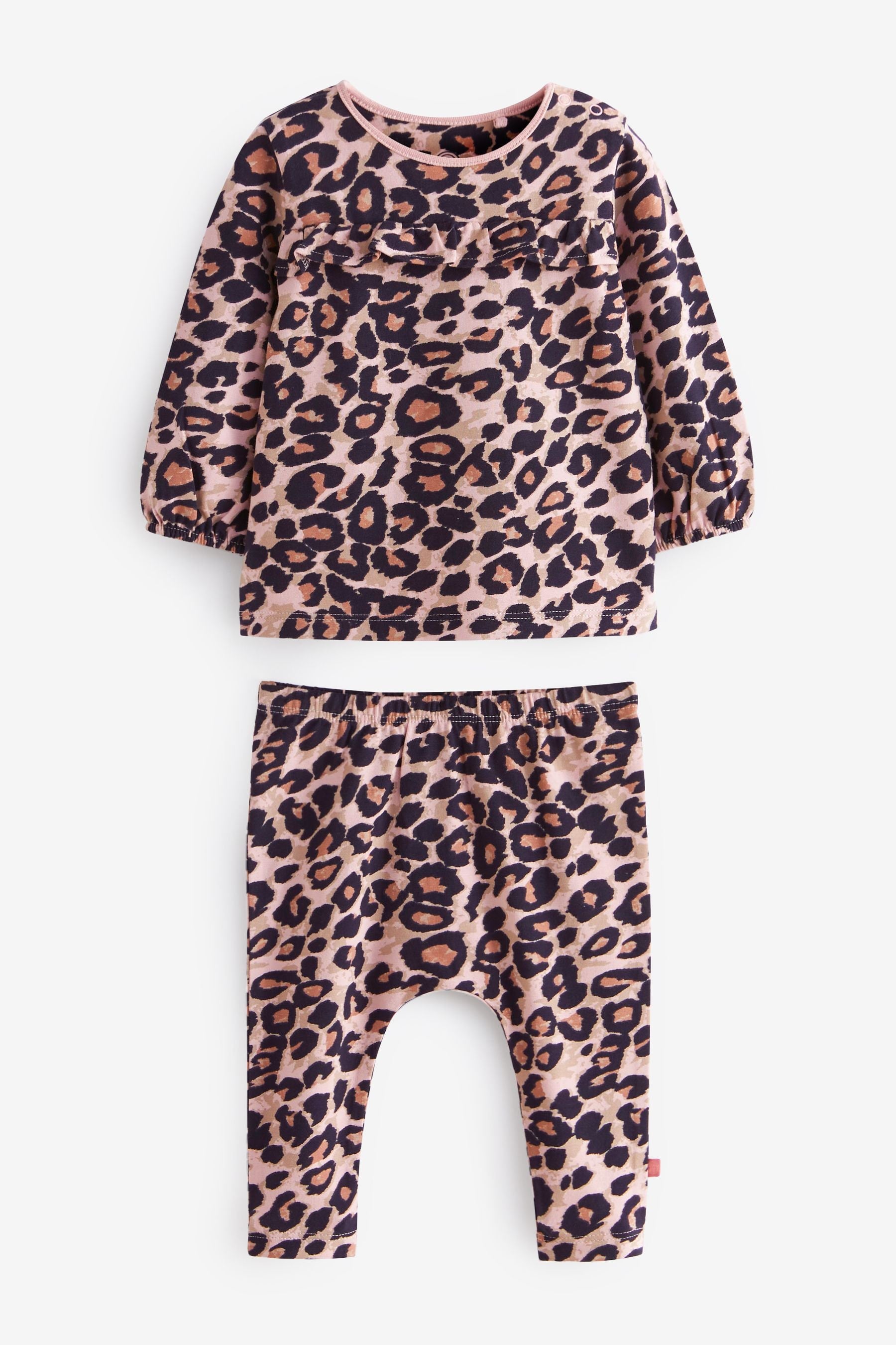 Animal Print 4 Piece Baby Sweater, Top, Leggings And Headband Set