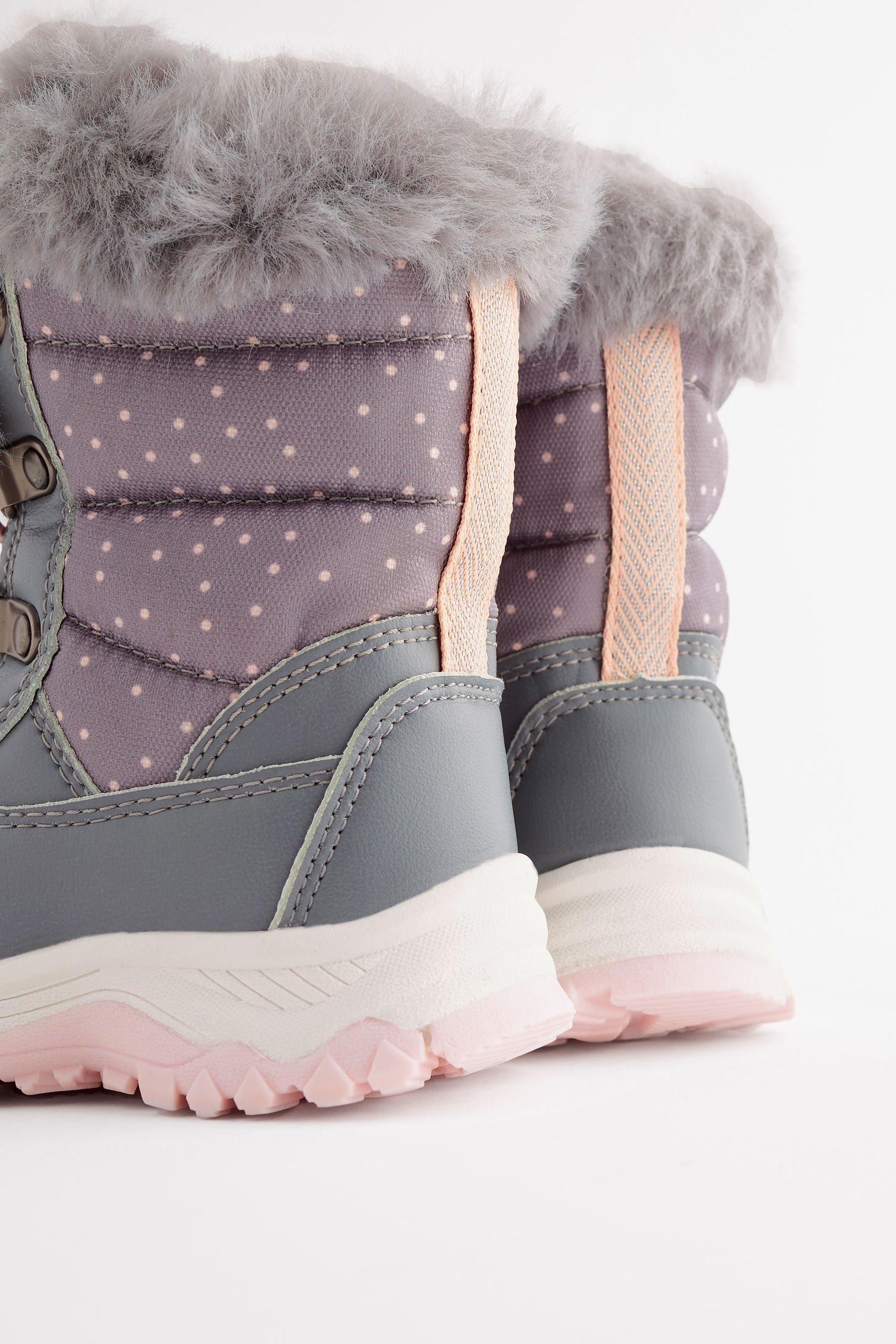 Grey Warm Lined Snow Boots