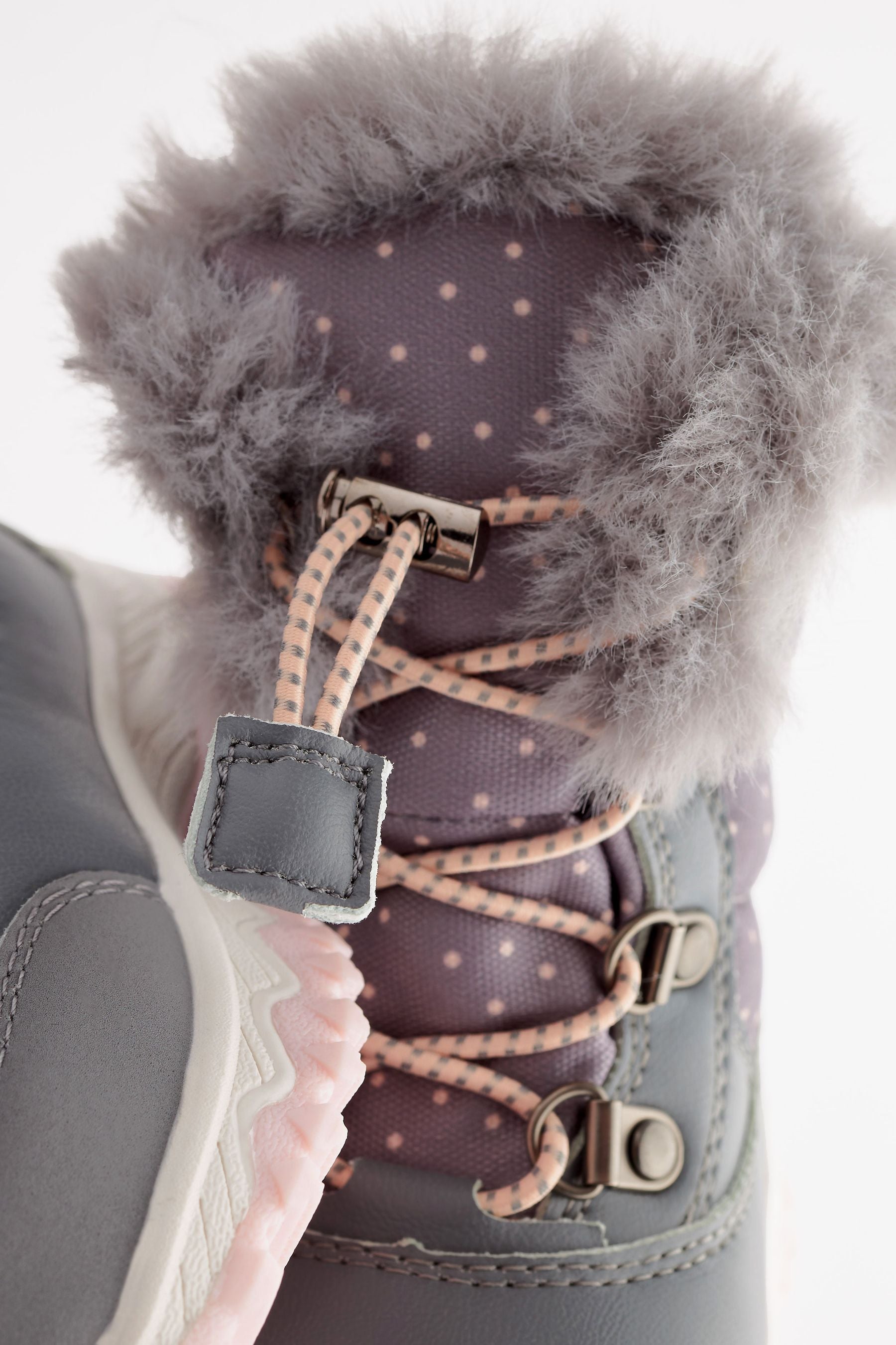 Grey Warm Lined Snow Boots