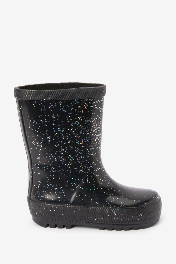 Black Glitter Wellies