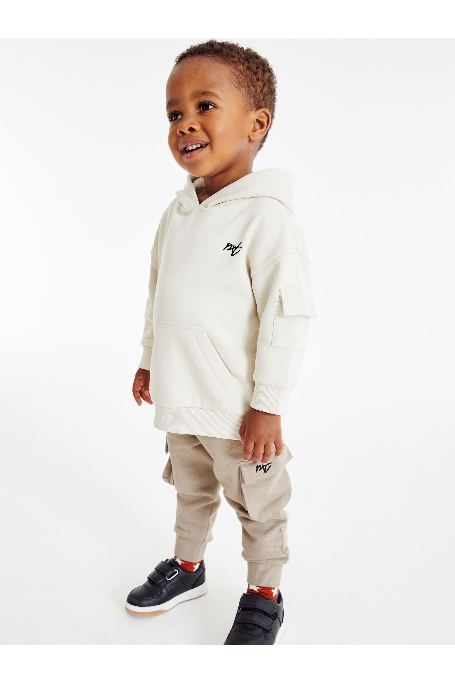 Cream Stone Utility Jersey Hoodie And Joggers Set (3mths-7yrs)