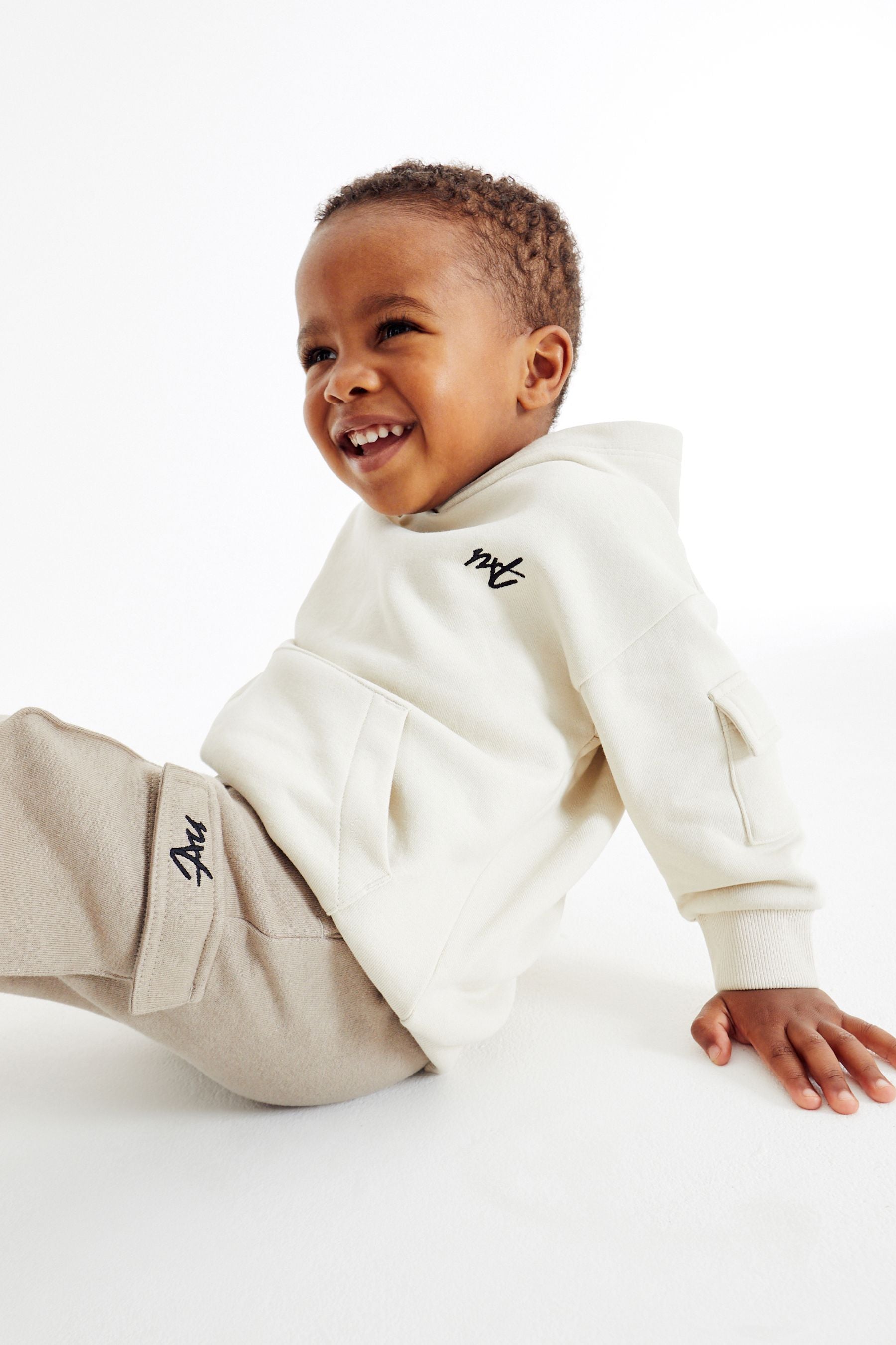 Cream Stone Utility Jersey Hoodie And Joggers Set (3mths-7yrs)