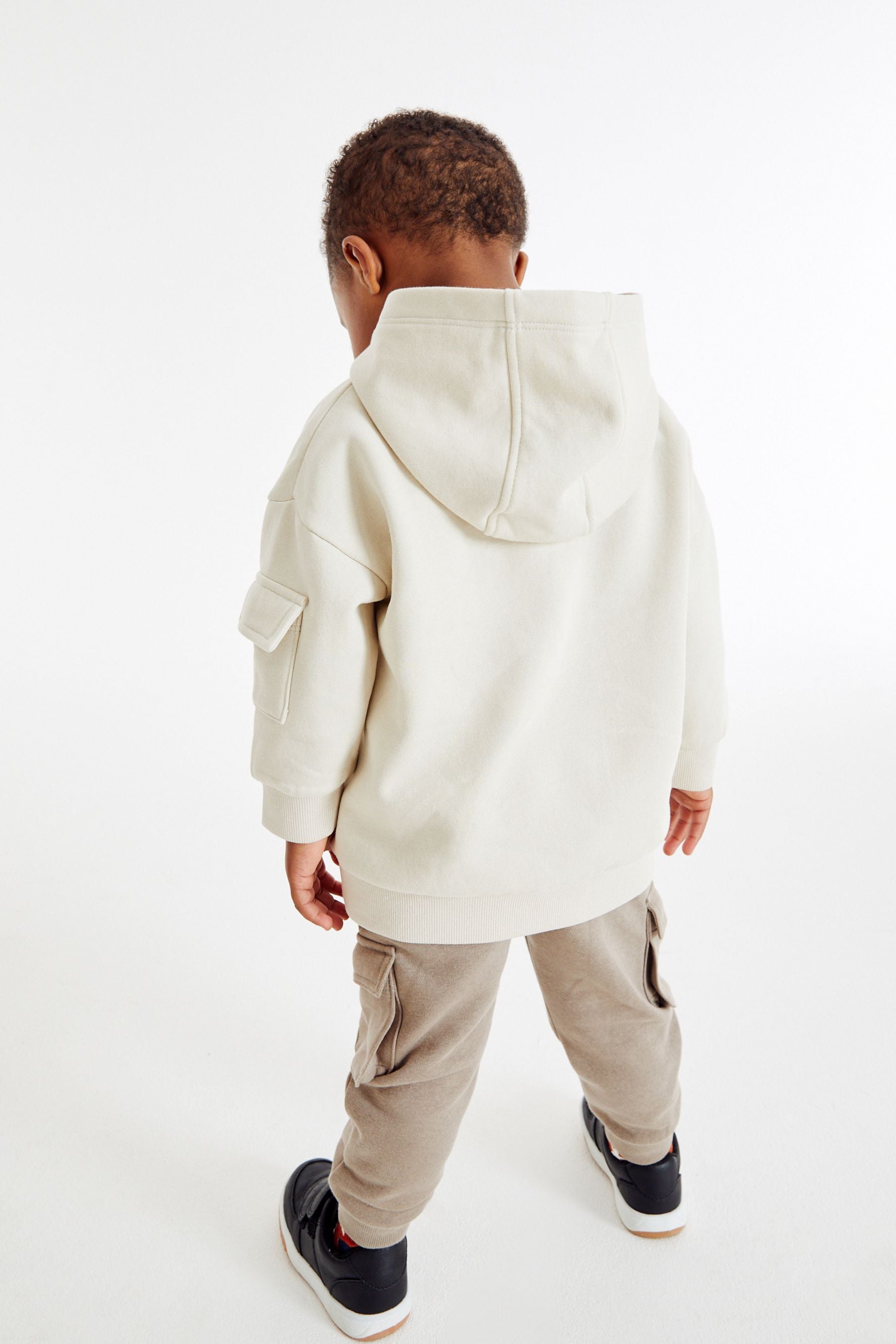 Cream Stone Utility Jersey Hoodie And Joggers Set (3mths-7yrs)