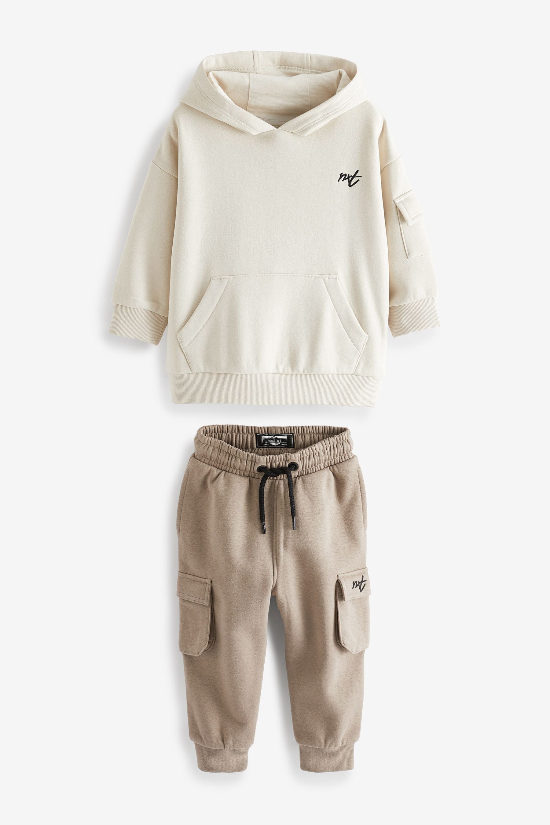 Cream Stone Utility Jersey Hoodie And Joggers Set (3mths-7yrs)