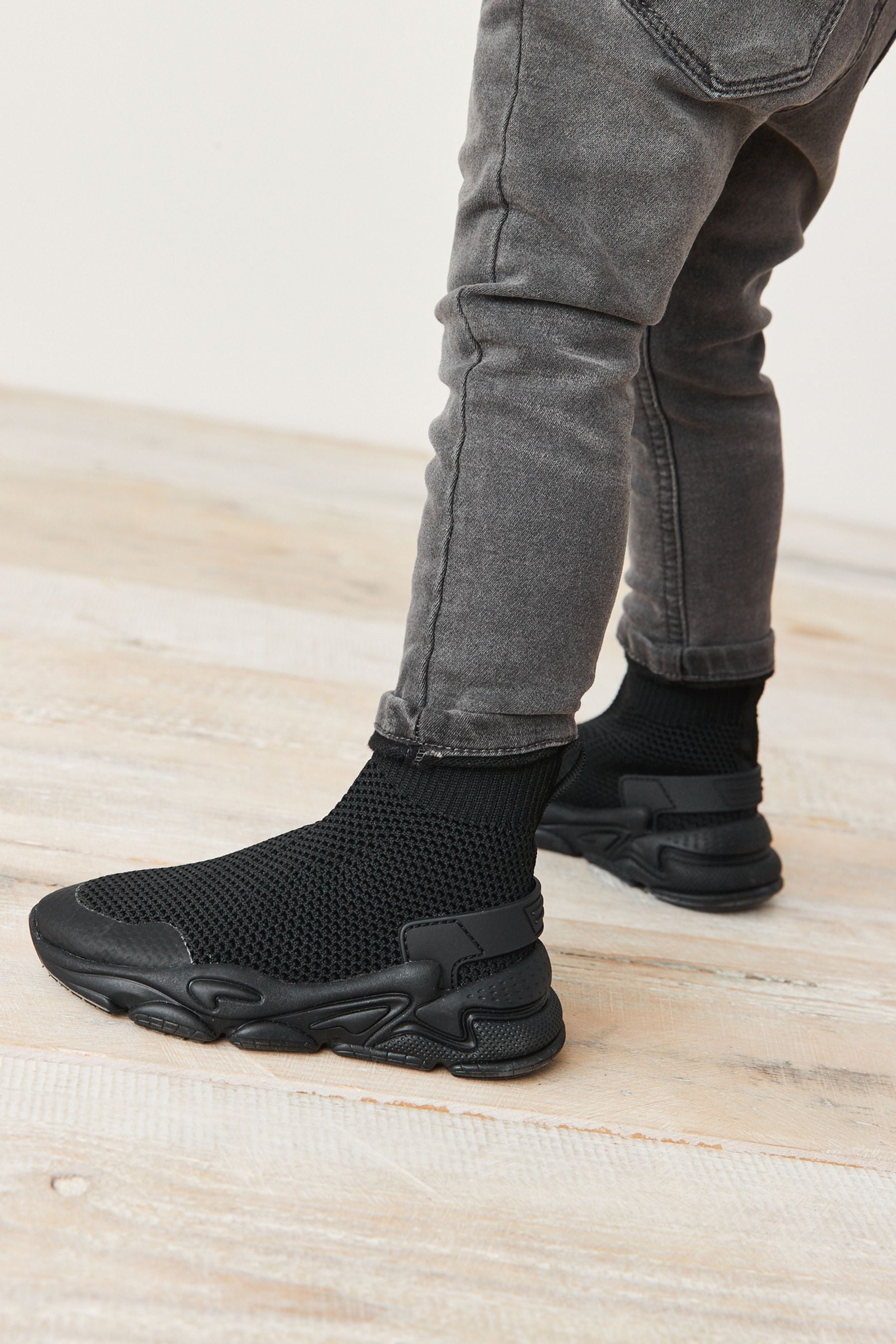 Black Runner Sock Trainers