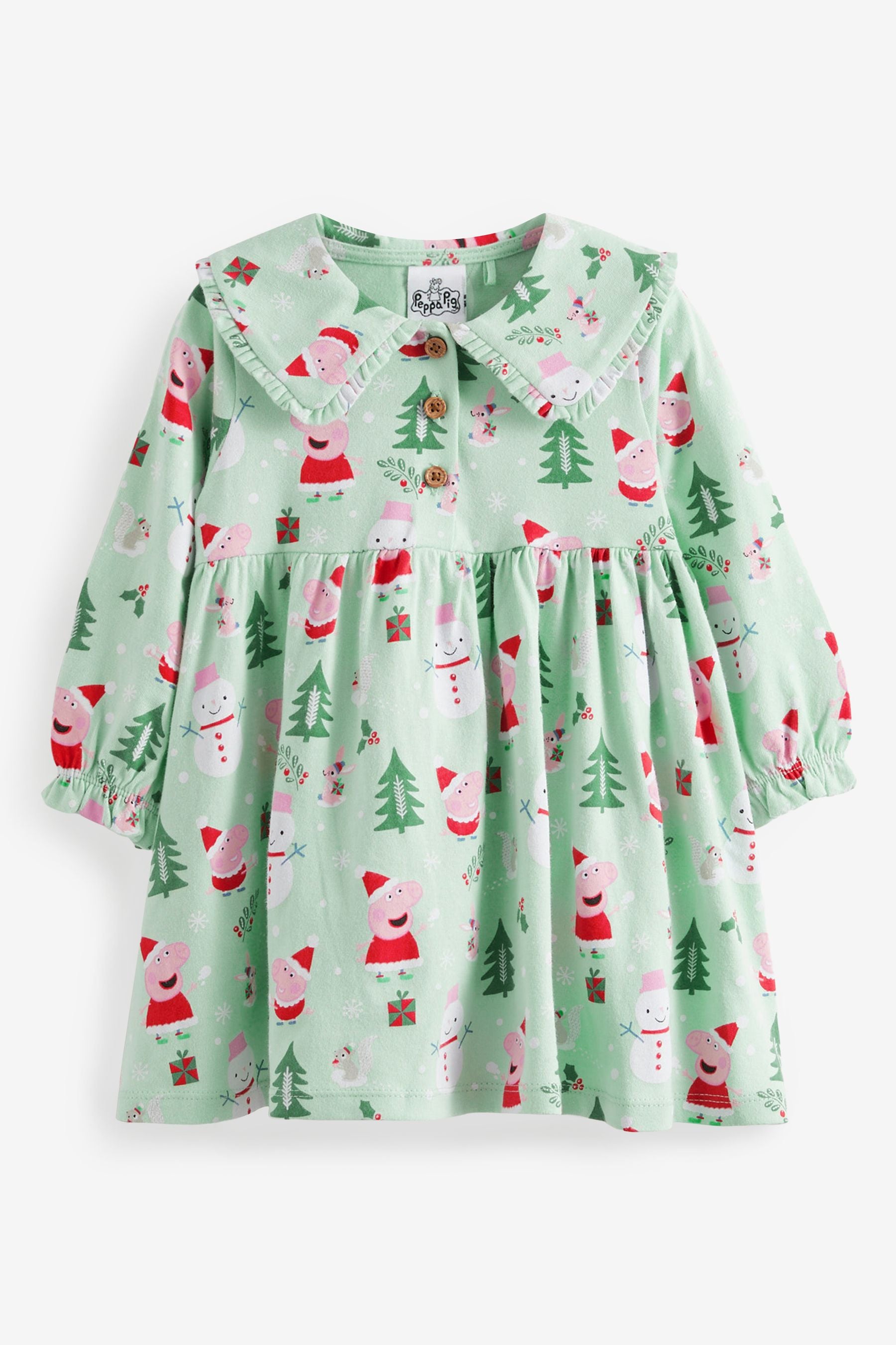 Mint Green Peppa Pig Christmas Cotton Dress (3mths-7yrs)