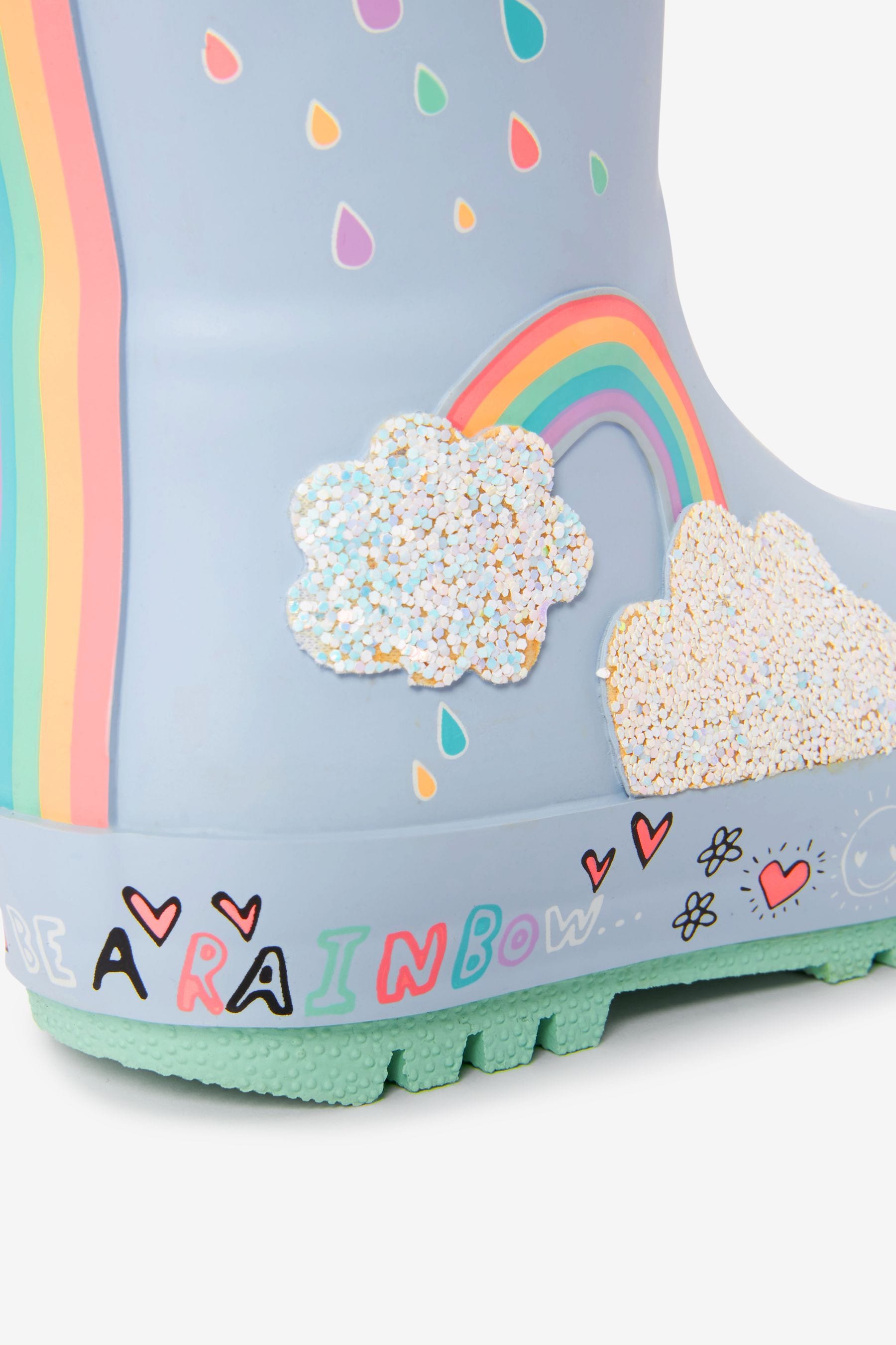 Baby Blue Rainbow Thermal Thinsulate™ Lined Cuff Wellies