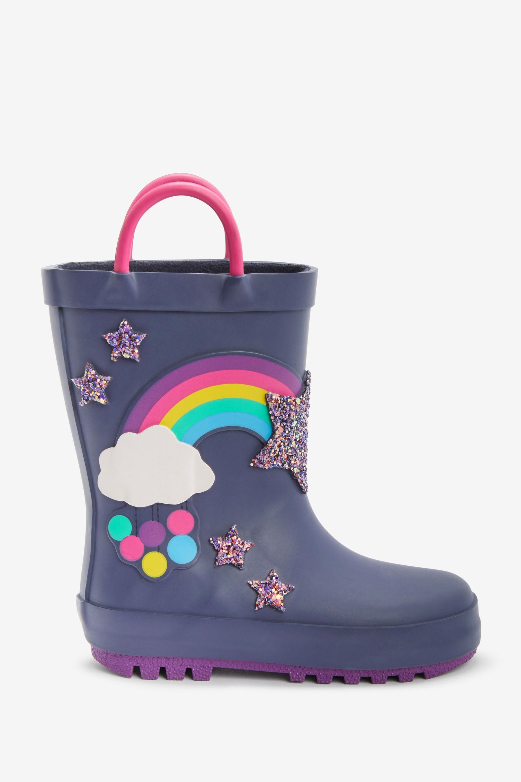 Navy Blue Rainbow Handle Wellies